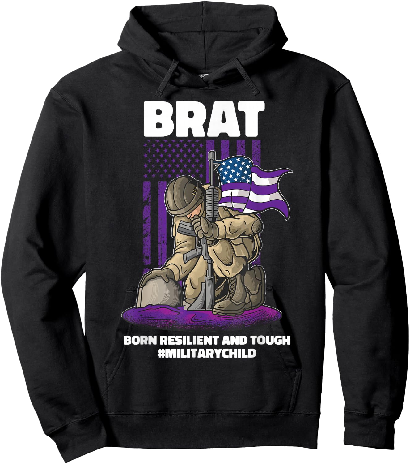 Military Child Boy Girls Brat Born Resilient And Tough Hoodie - Hoodie | Black