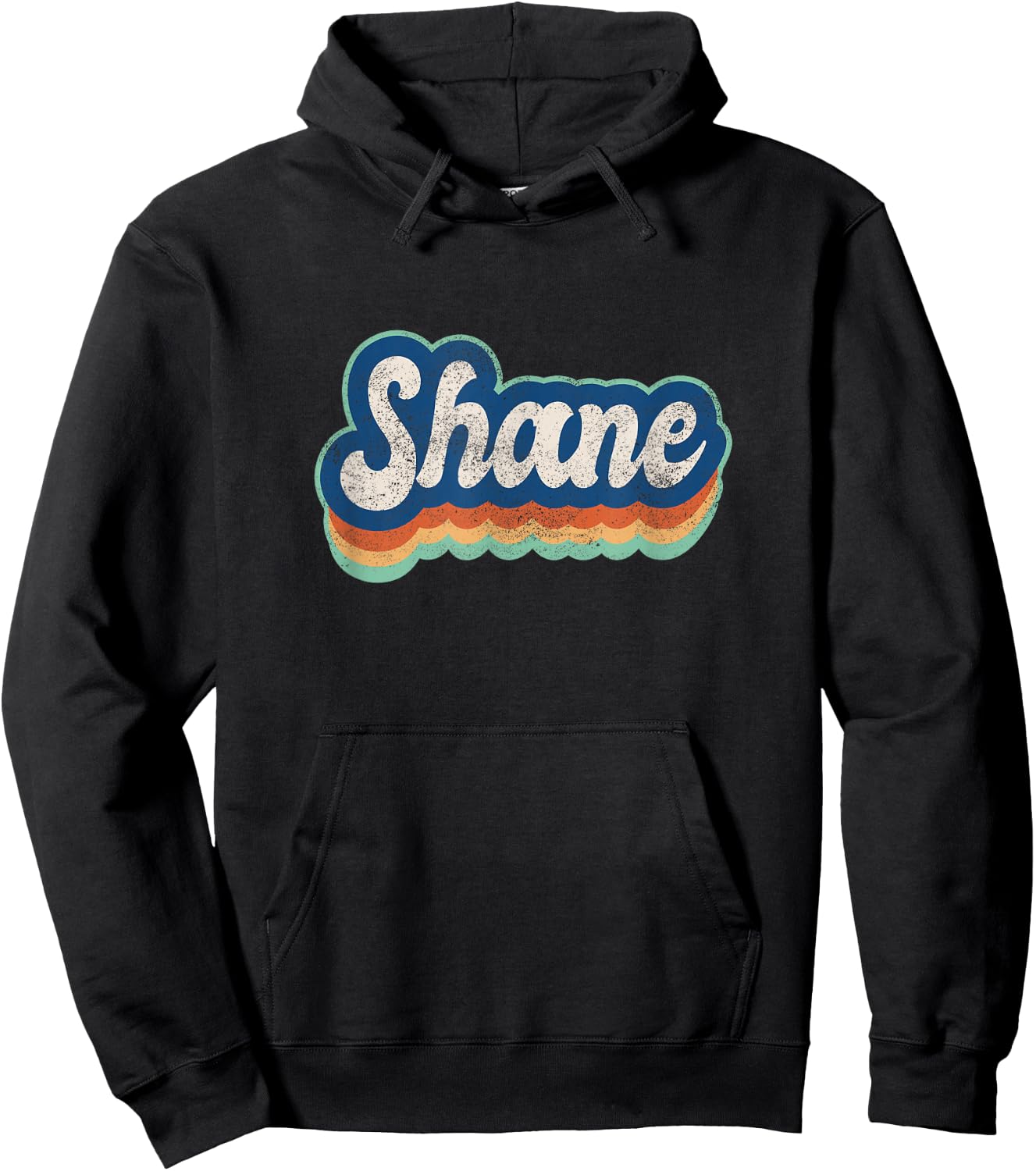 Shane First Name Boy Vintage Style 70s 80s Personalized Hoodie - Hoodie | Black