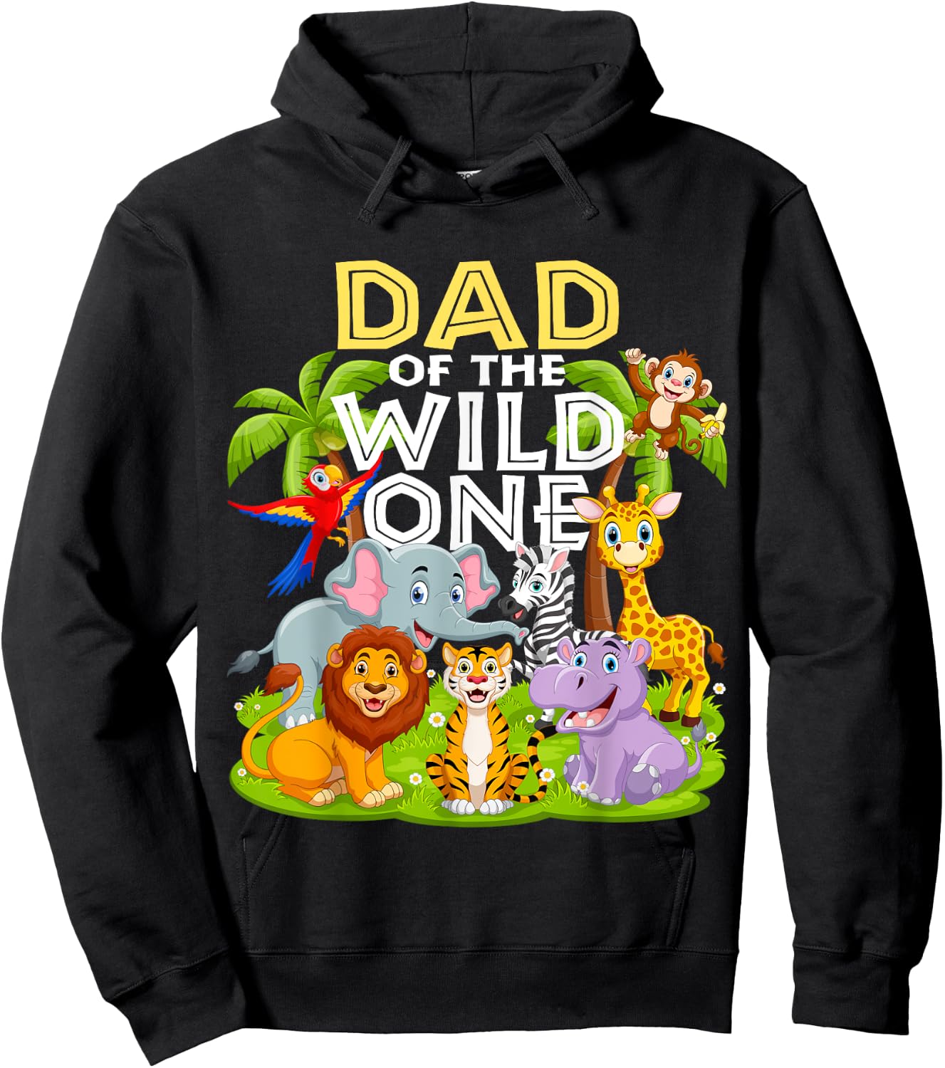 Dad Of The Wild One 1st Birthday Zoo Animal Safari Jungle Hoodie - Hoodie | Black