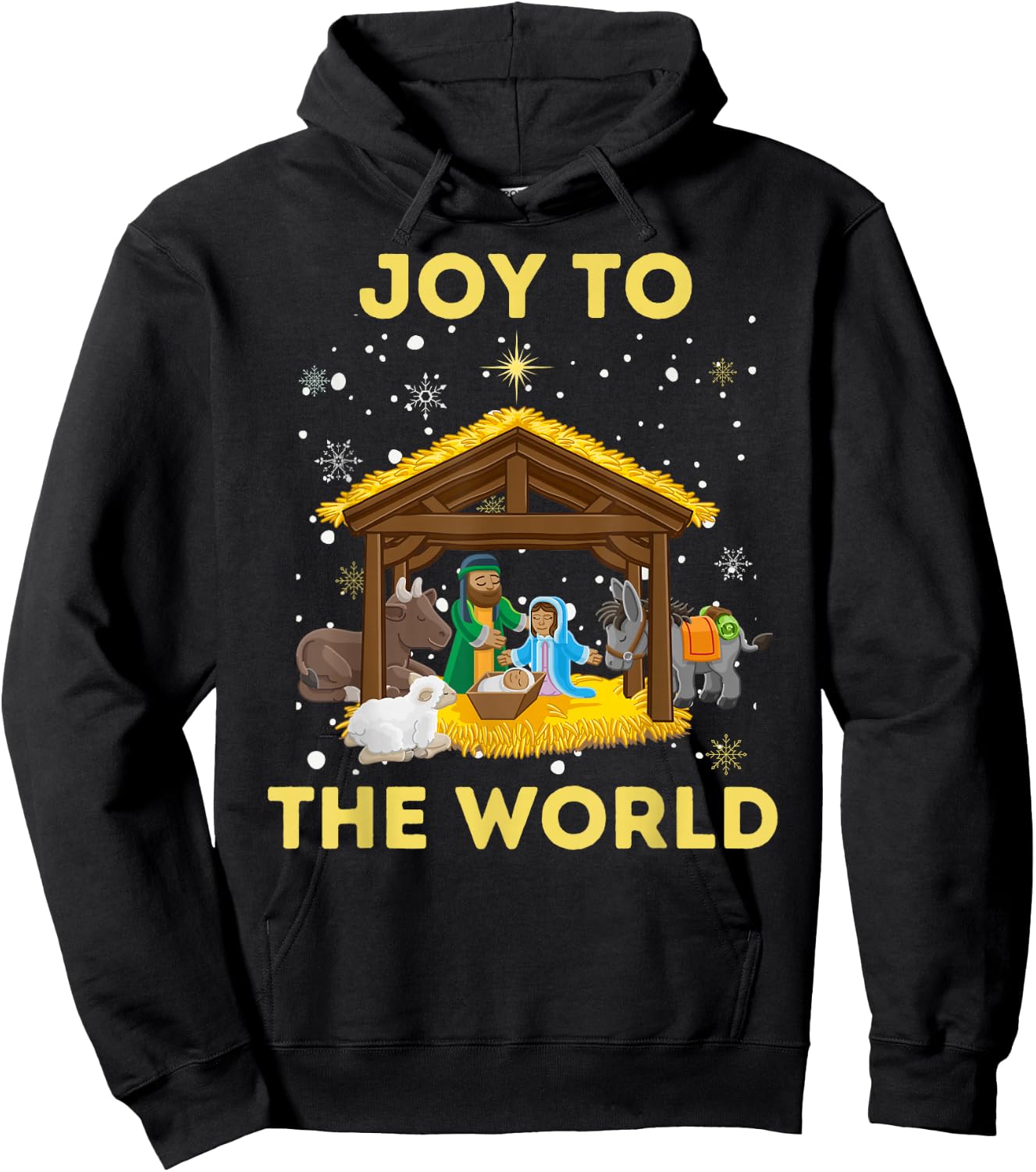 Christmas Nativity Christian Birth Of Jesus Joy To The World Hoodie - Hoodie | Black