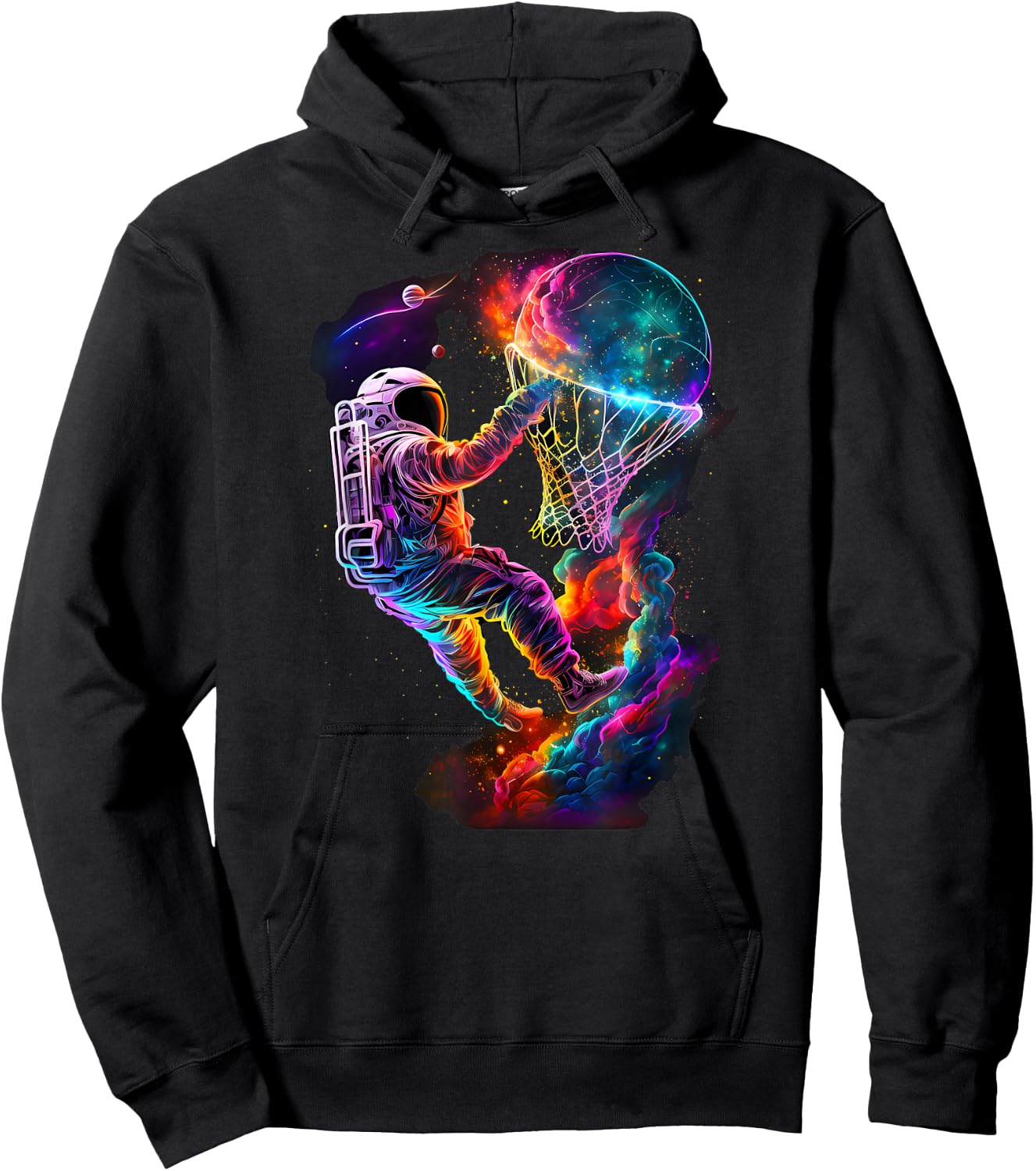 Astronaut Dunking a Basketball Player Outer Space Cosmic Hoodie - Hoodie | Black