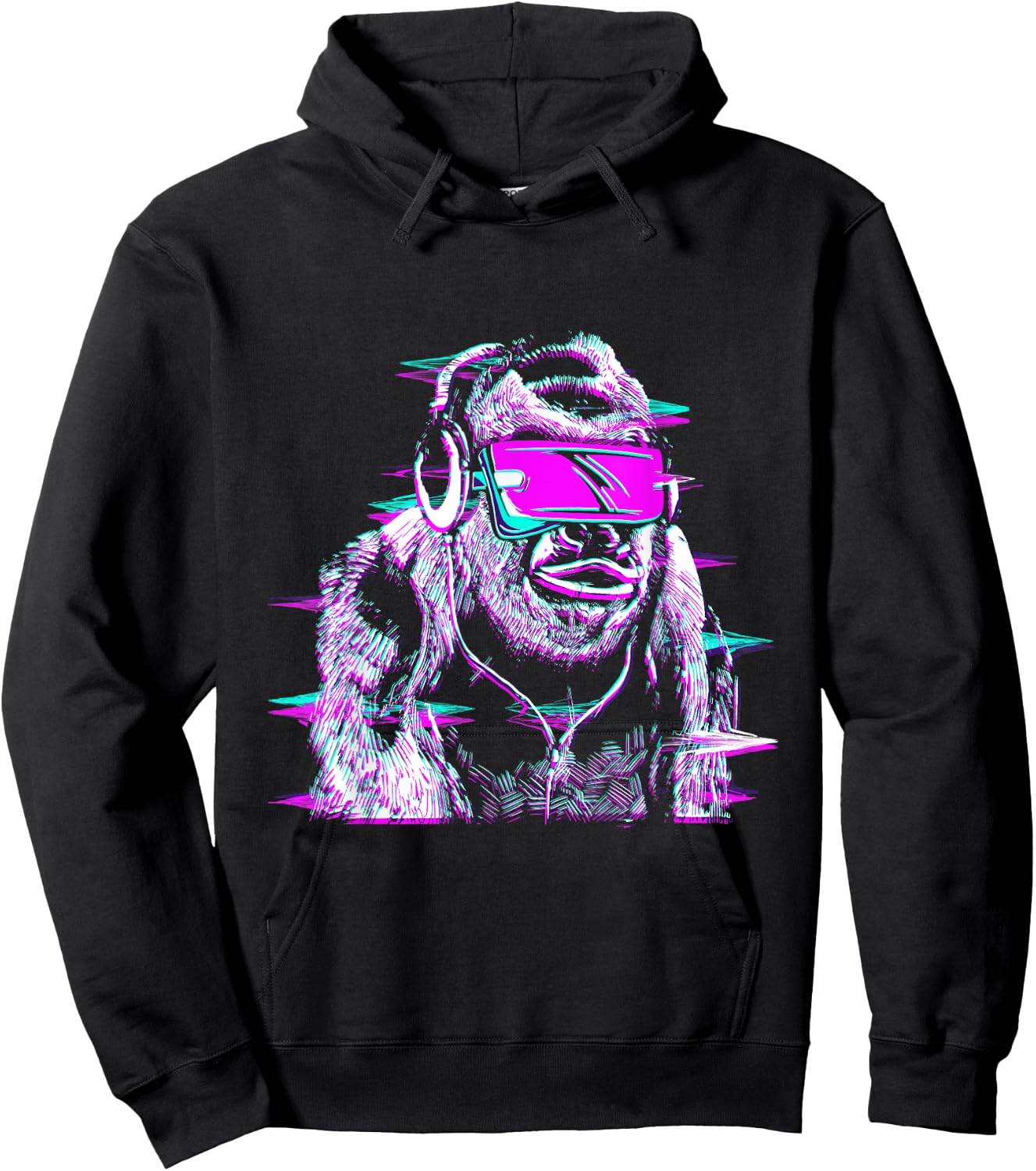 VR and VR Gamer with virtual reality and monkey Hoodie - Hoodie | Black
