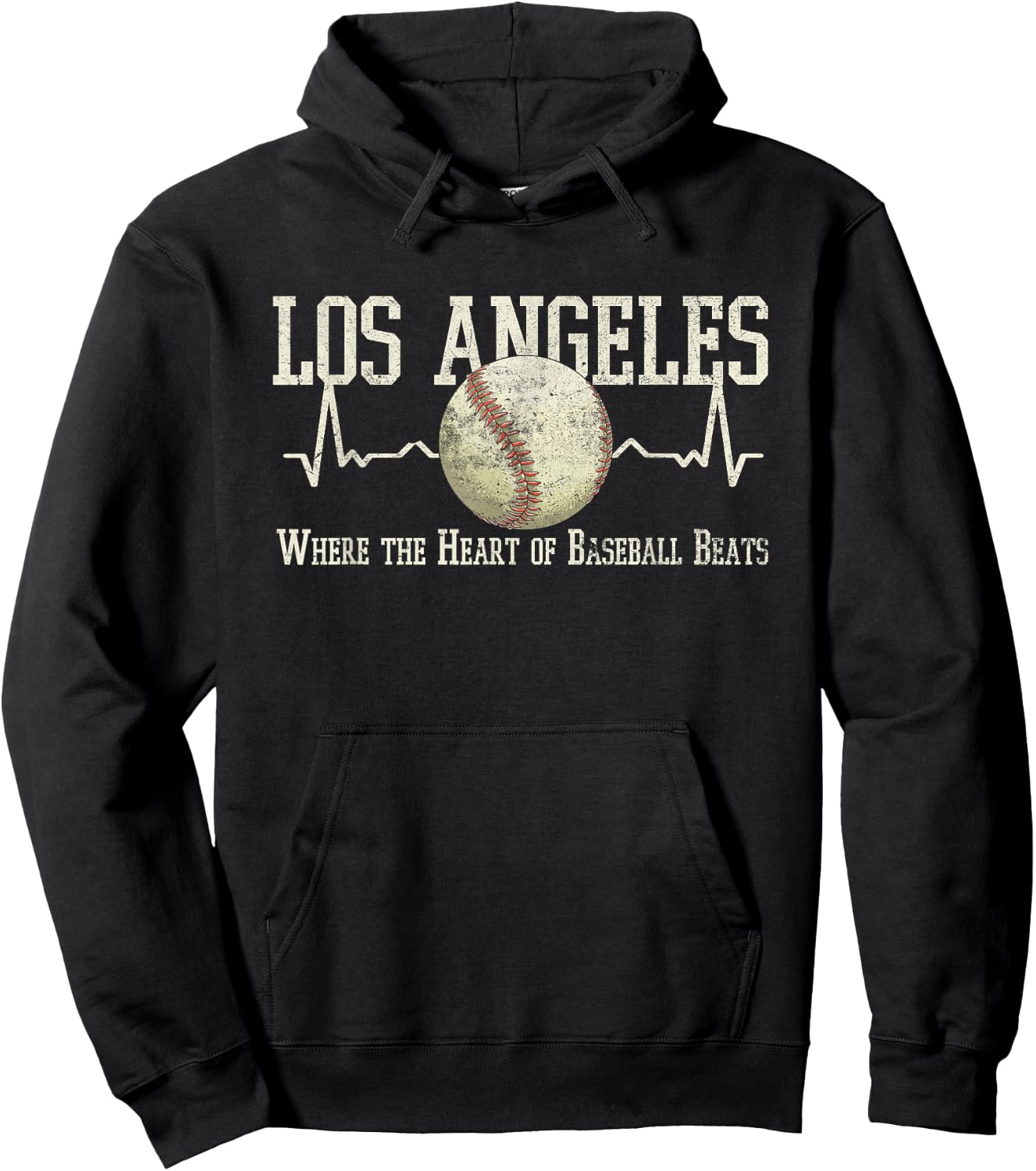 Vintage Baseball Los Angeles Graphic Hoodie - Hoodie | Black