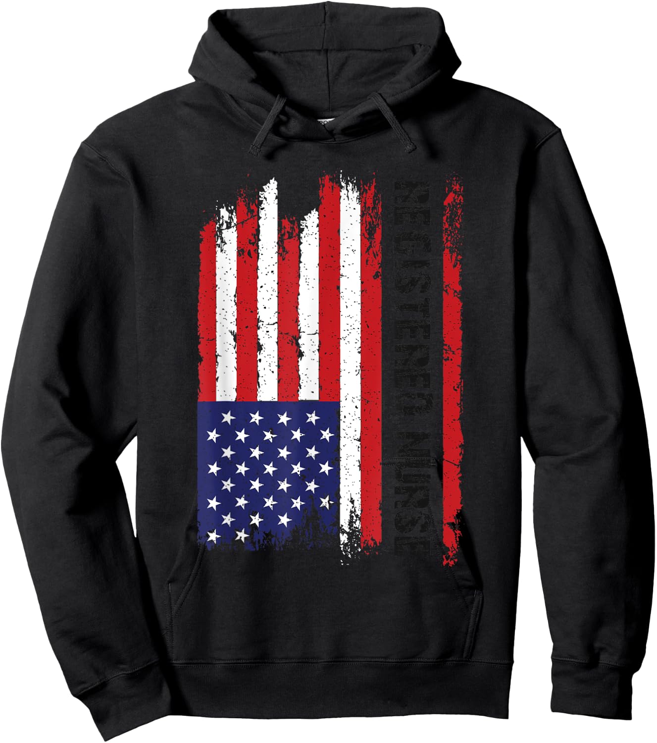 Vintage USA RN Registered Nurse American Flag Patriotic Women Men Hoodie - Hoodie | Black