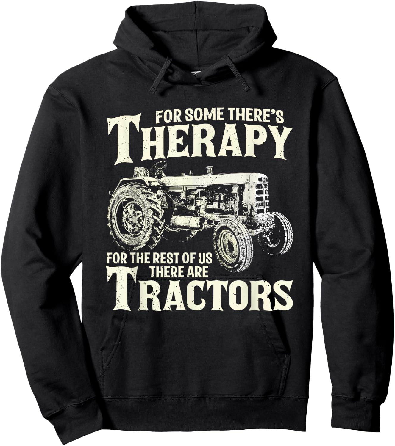 Funny Tractor Farmer Therapy Vintage Farm Tractor Farming Hoodie - Hoodie | Black