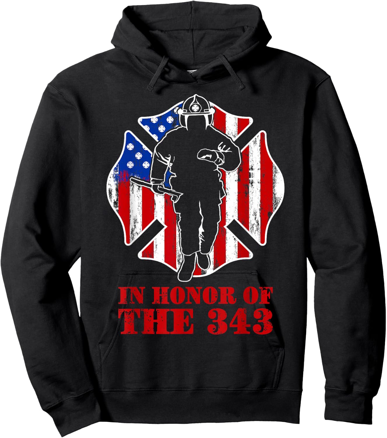 in Memory and Honor We Will Never Forget 343 Firefighter Hoodie - Hoodie | Black