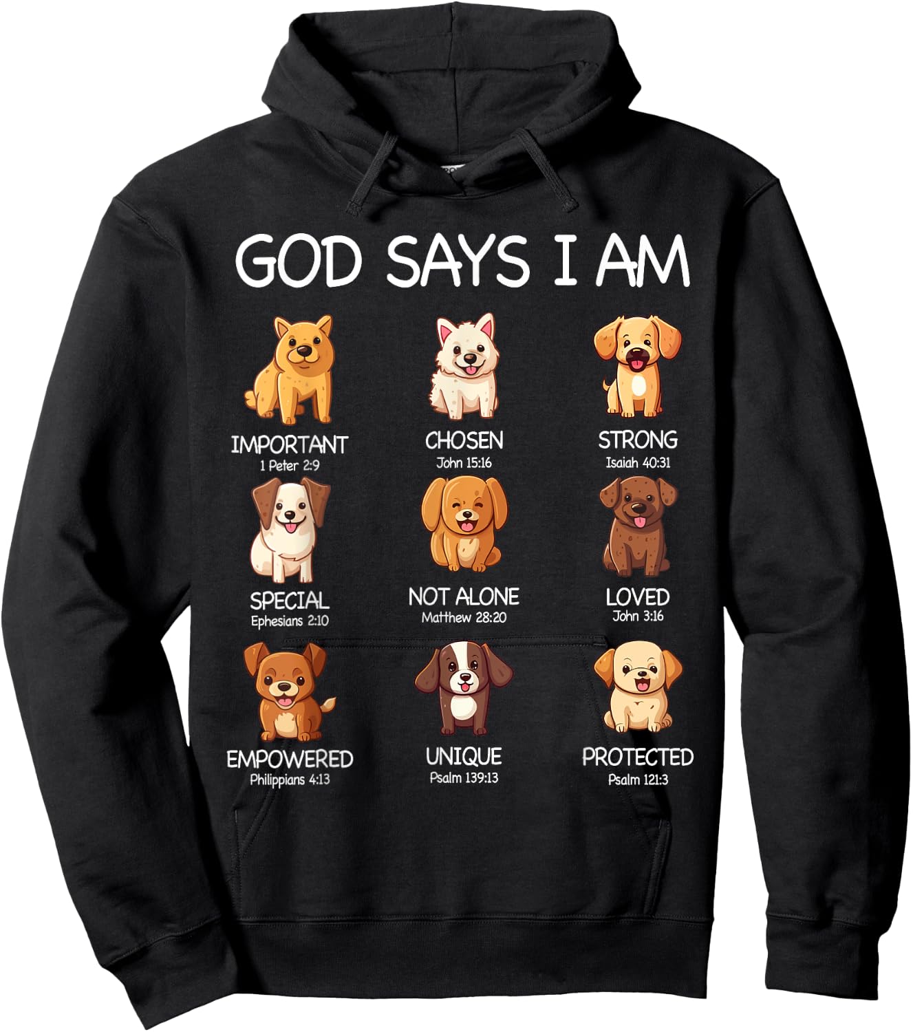 God Says I Am Cute Dogs Bible Verse Christian Boys Girls Hoodie - Hoodie | Black