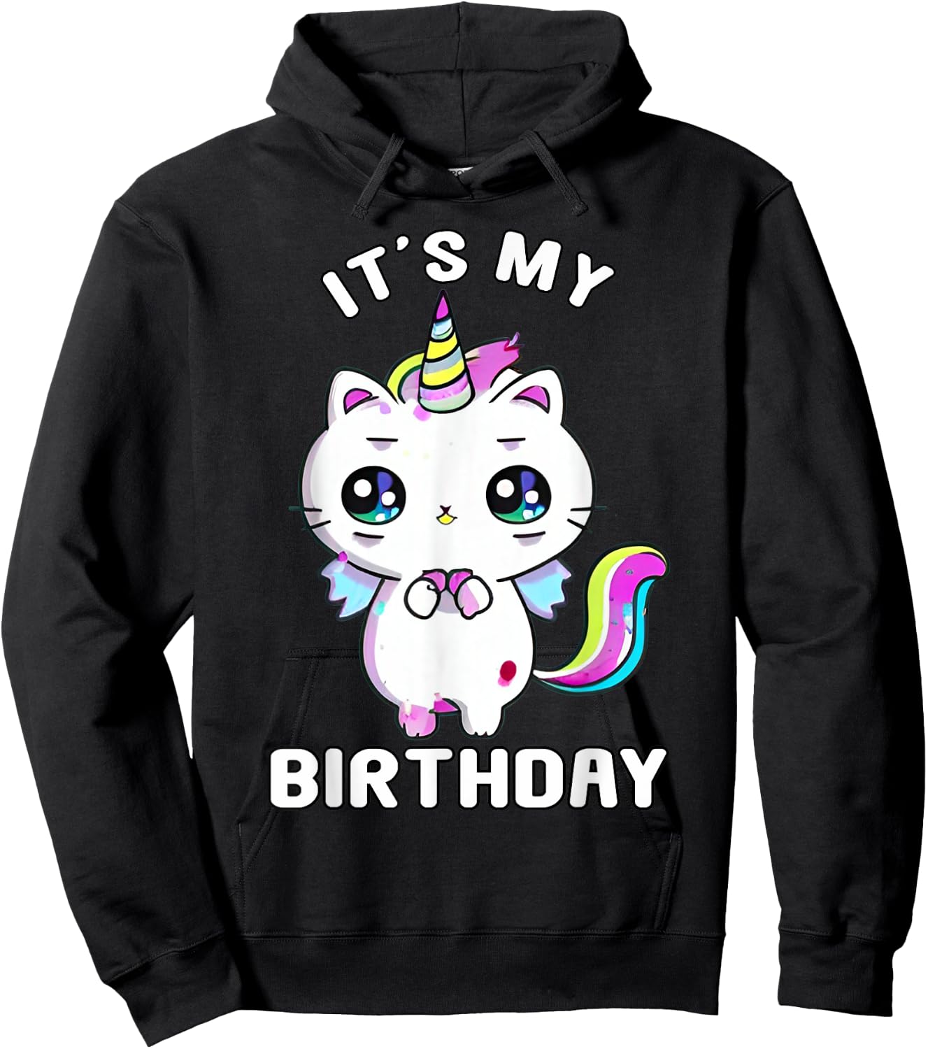 It's My Birthday Caticorn Meowgical Cat Kittycorn Unicorn Women Kids Hoodie - Hoodie | Black