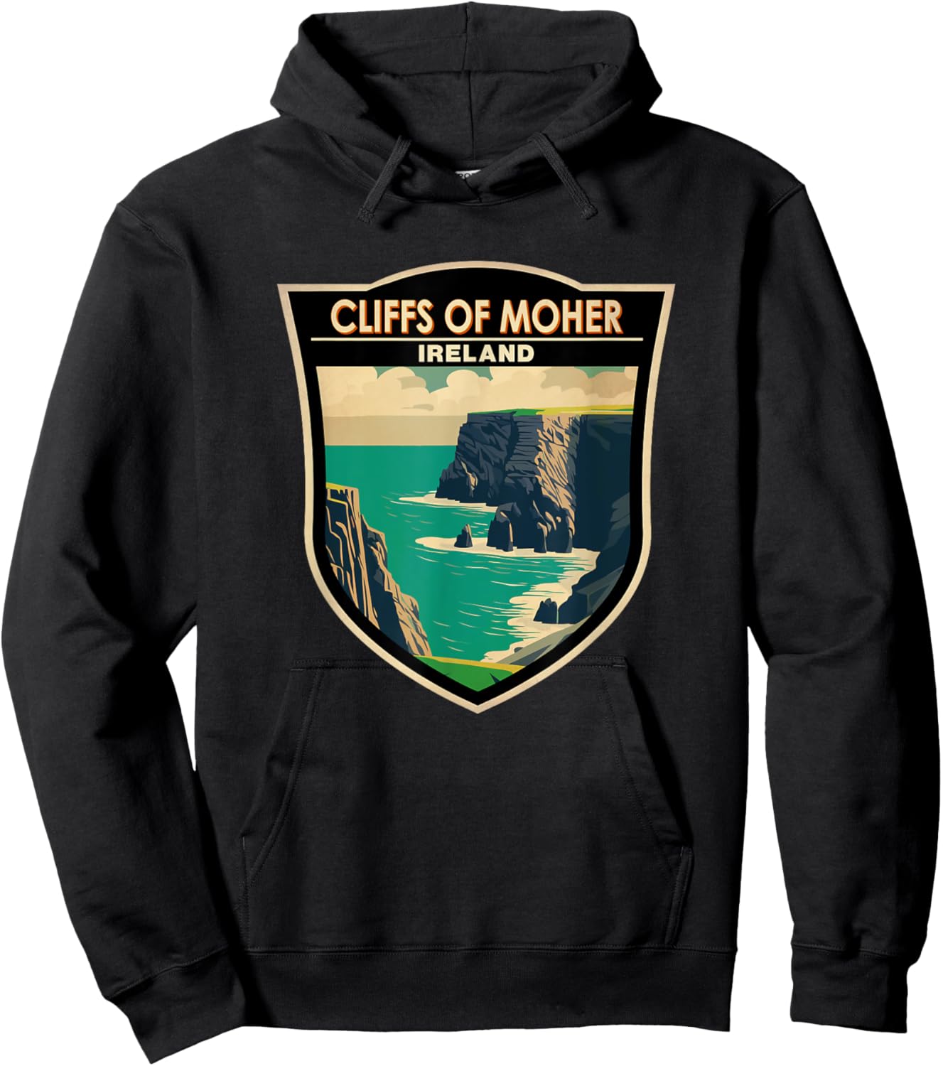 Cliffs of Moher Ireland Landmark Badge Vintage Hoodie - Hoodie | Black