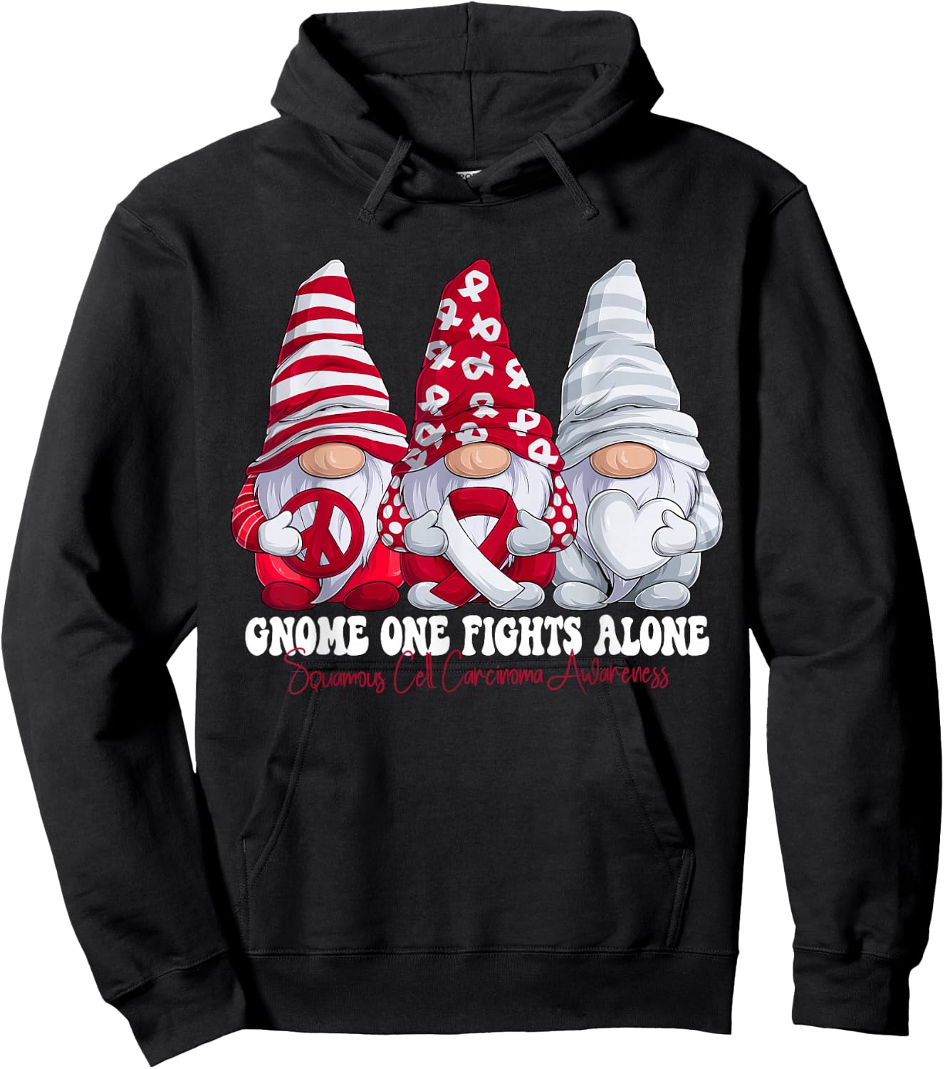 Funny Gnomies Squamous Cell Carcinoma Awareness Month Ribbon Hoodie - Hoodie | Black