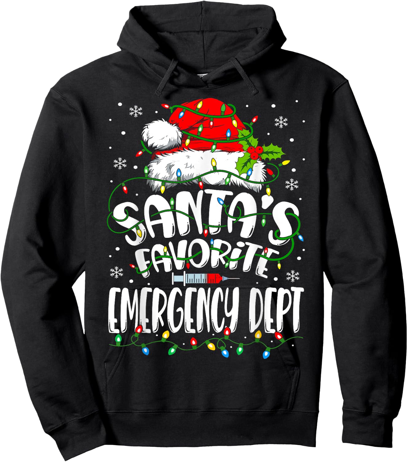 Santa Favorite Emergency Department Christmas ER Nurse Hoodie - Hoodie | Black