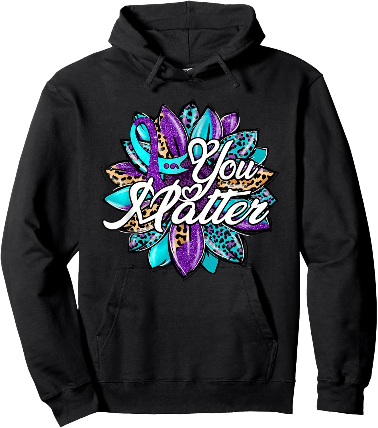 You Matter Sunflower Semicolon Leopard Suicide Prevention Hoodie - Hoodie | Black