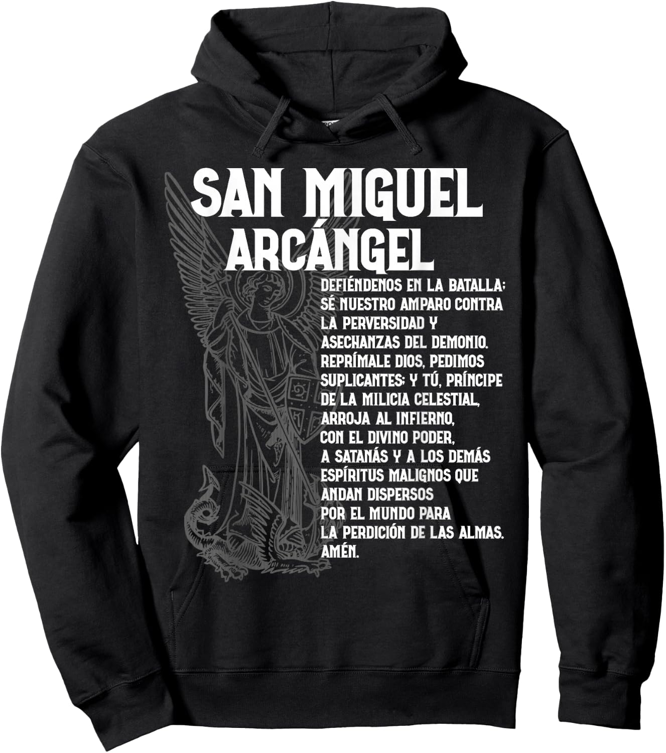Miguel Arcangel Oracion San St Saint Michael Spanish Espanol Hoodie - Hoodie | Black