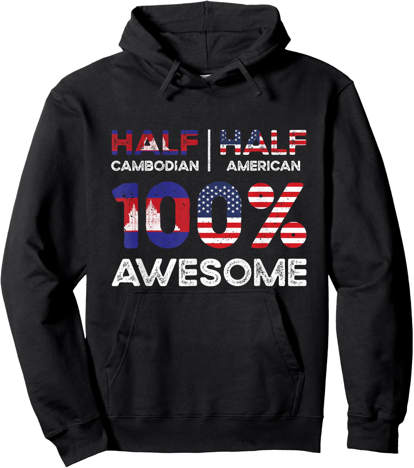 Cambodian American Patriot USA Grown Cambodia US Flag Hoodie - Hoodie | Black