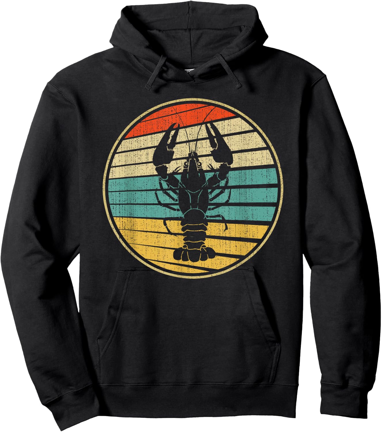 Retro Style Vintage Sea Crawfish Lobster Silhouette 60s 70s Hoodie - Hoodie | Black