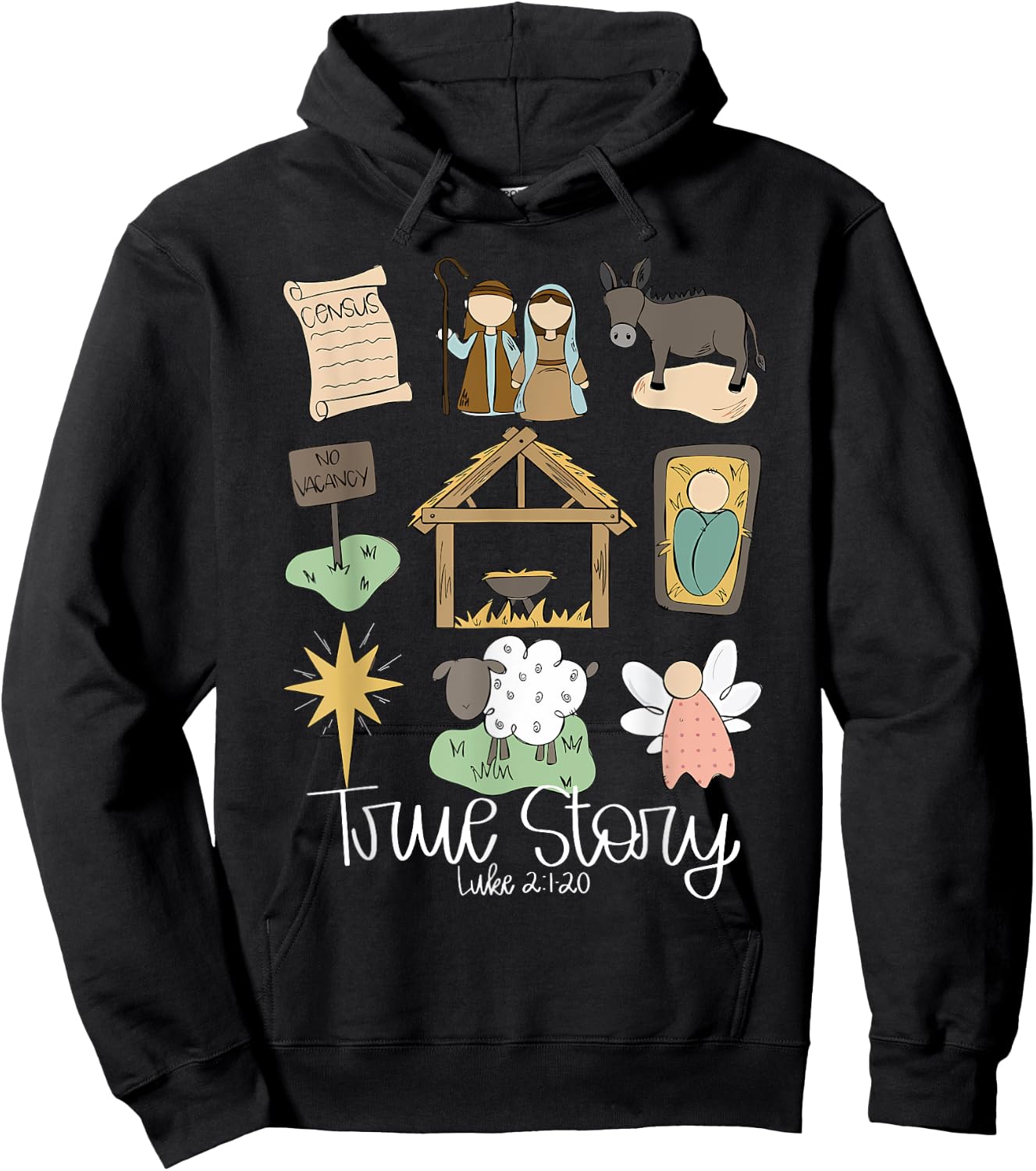 True Story Nativity Christmas Baby God Jesus Christian Hoodie - Hoodie | Black