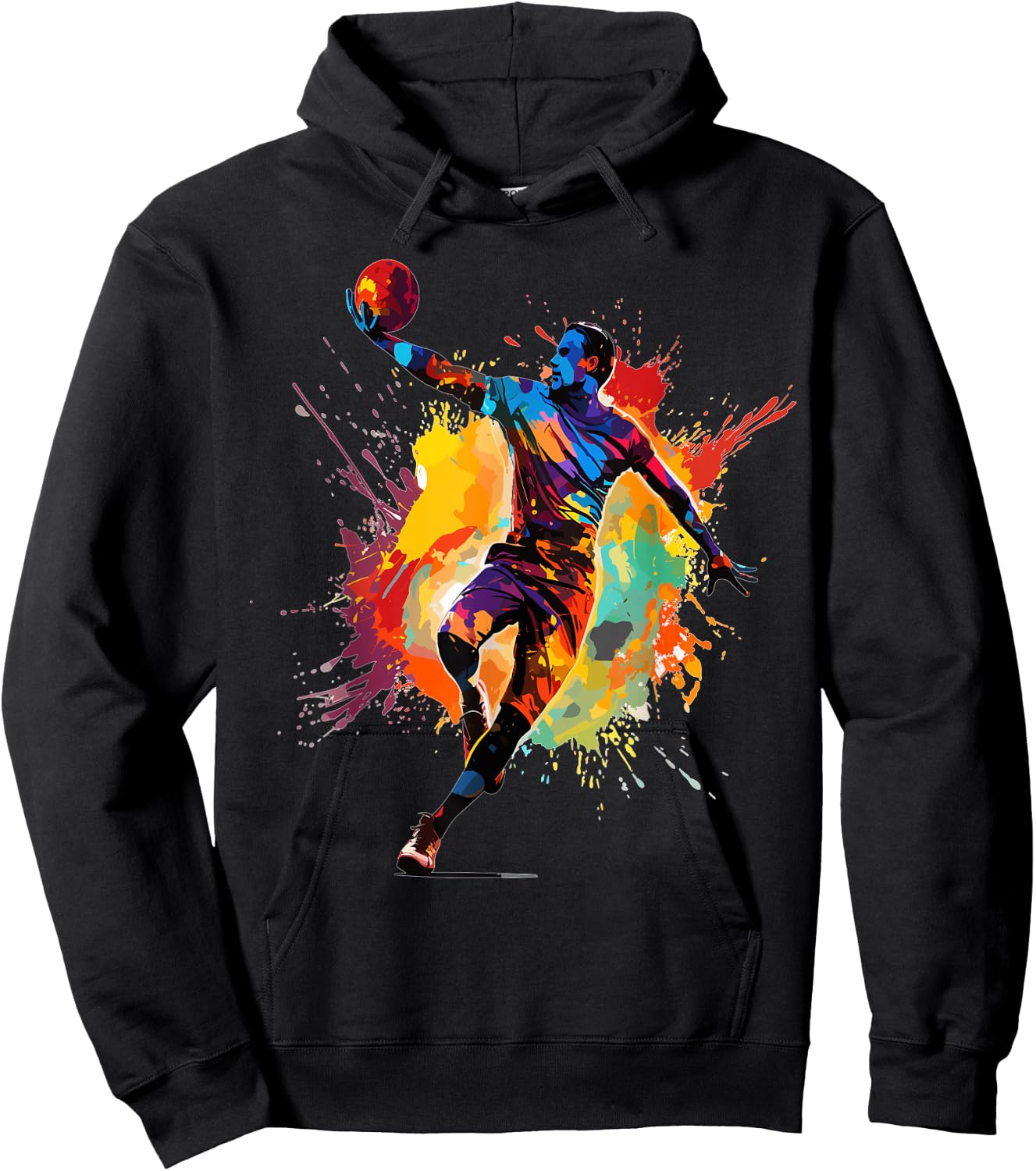 Handball player paint splash Men's handball Hoodie - Hoodie | Black