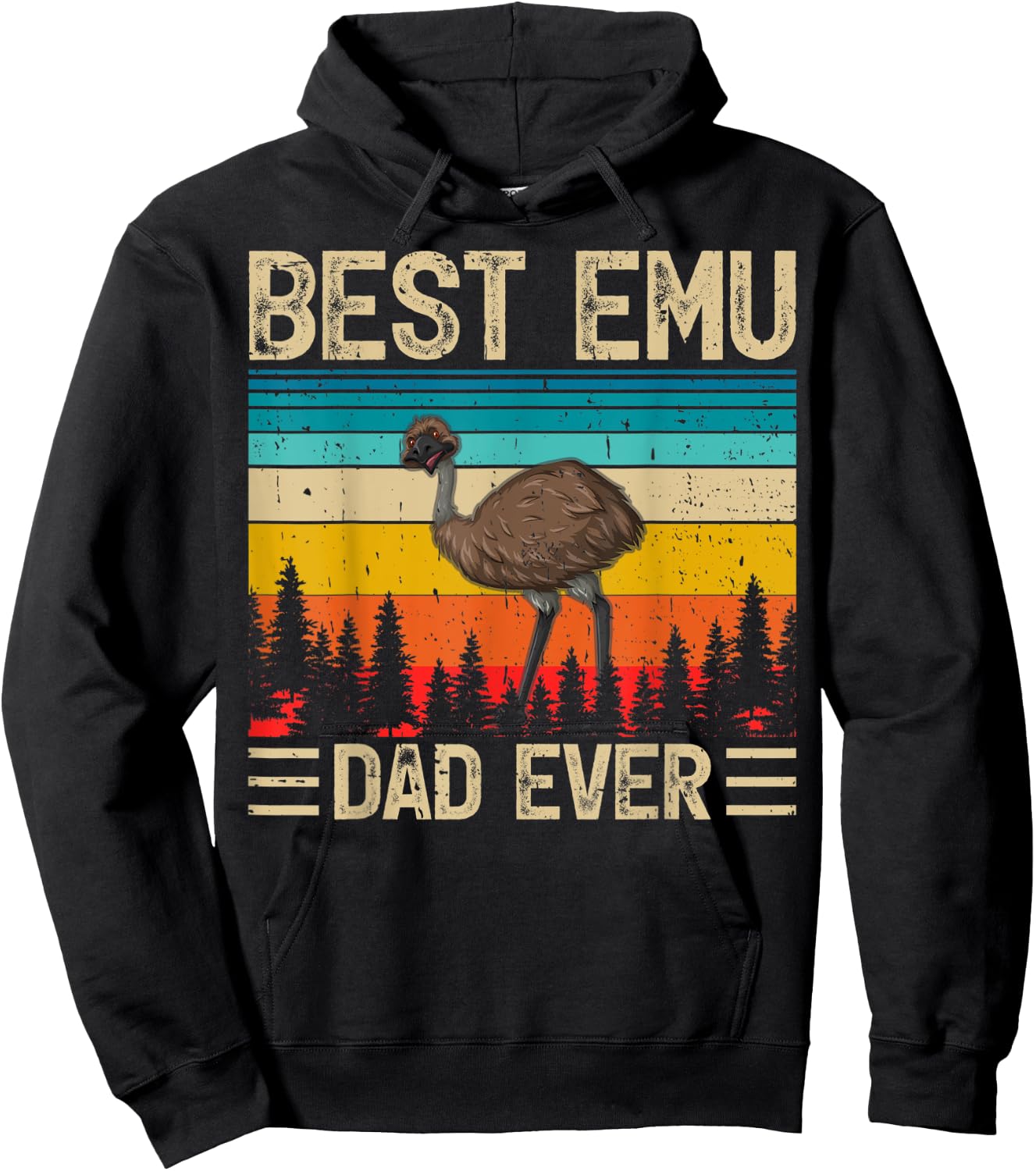 Emu Bird Vintage Funny Best Emu Dad Ever Father's Day Hoodie - Hoodie | Black