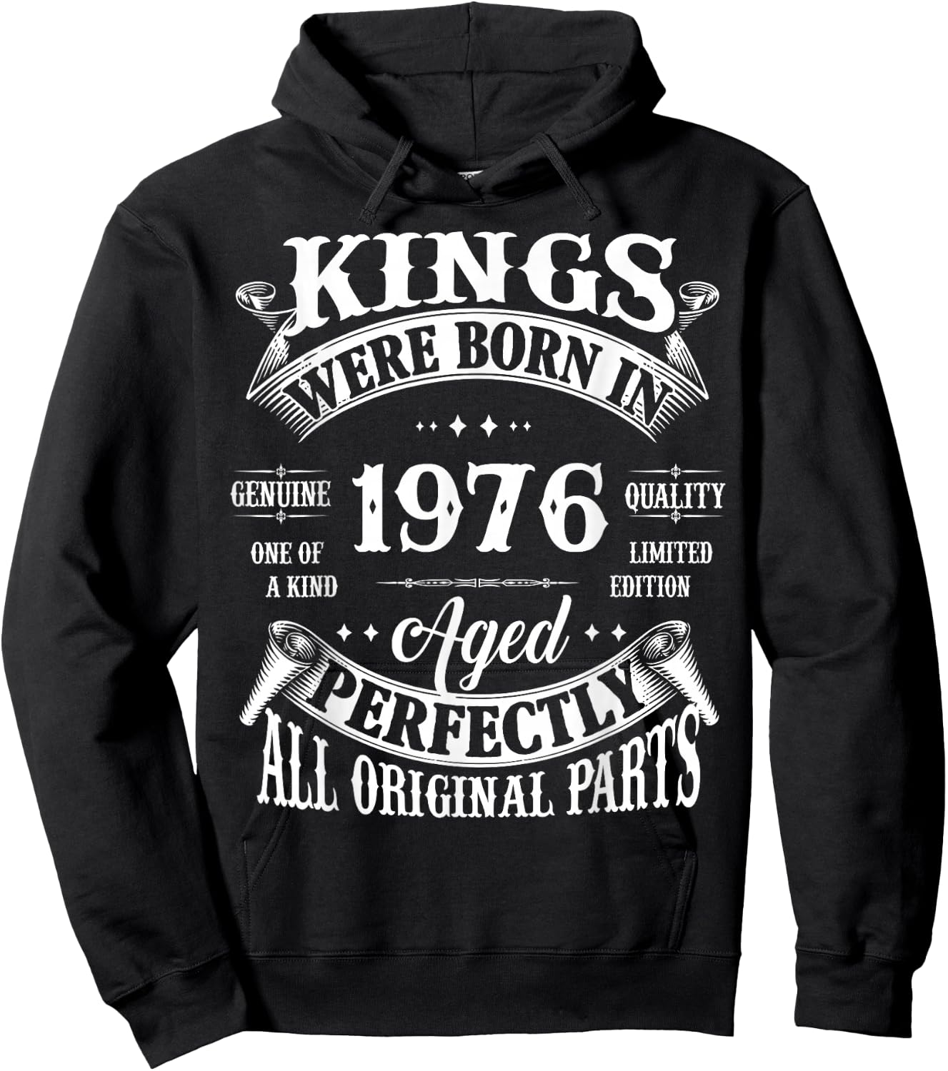 50th Birthday Gift Vintage Kings Born In 1976 50 Years Old Hoodie - Hoodie | Black
