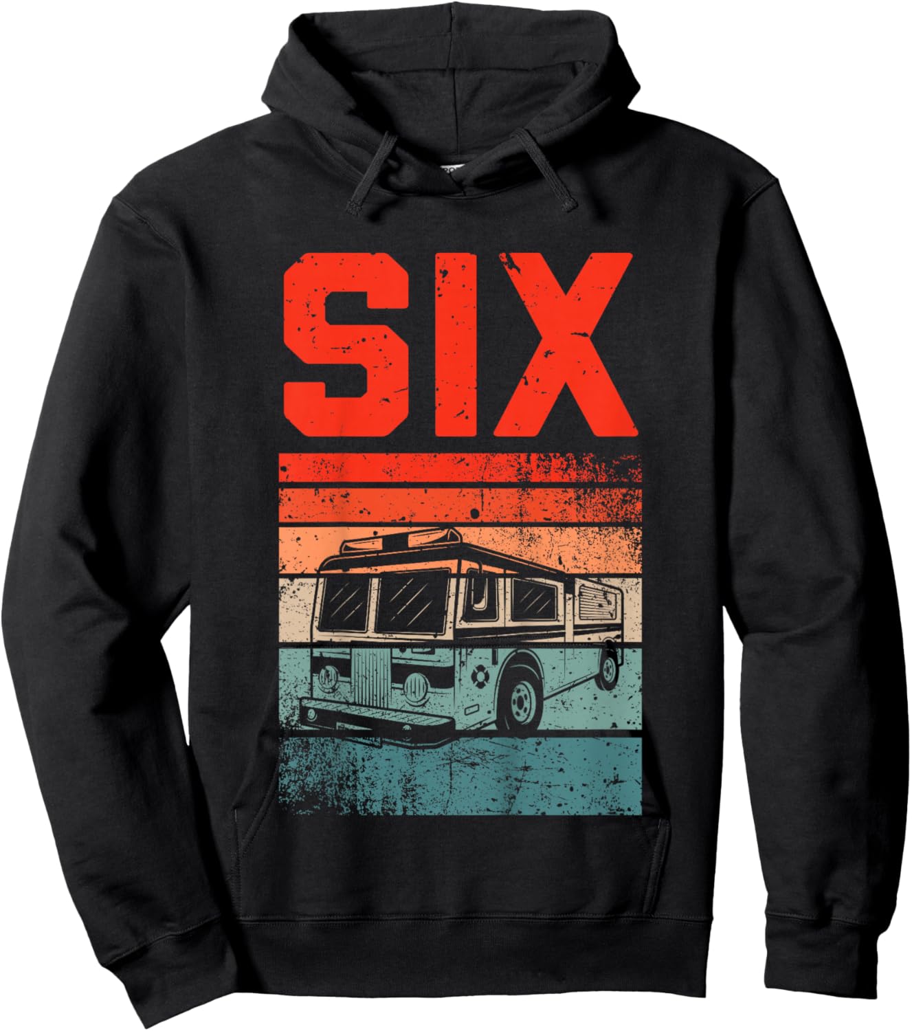 6 Year Old Shirt 6th Birthday Boy Firefighter Fire Truck Hoodie - Hoodie | Black