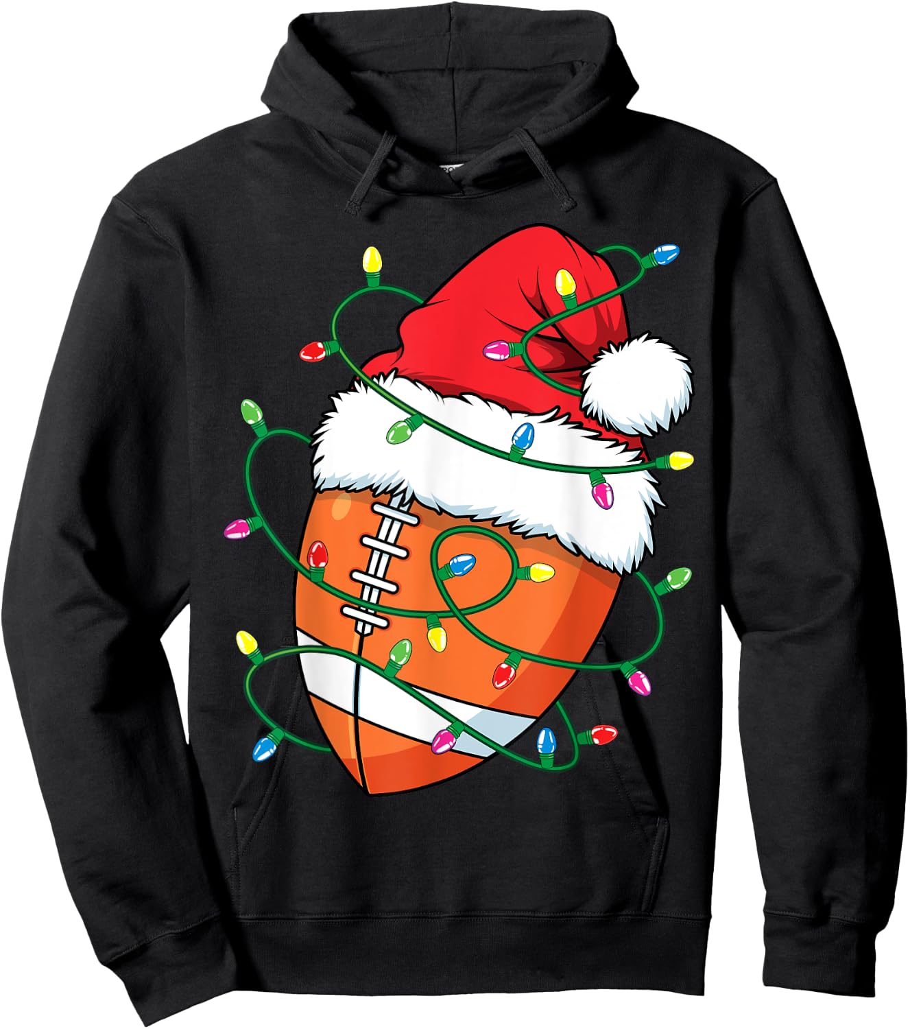 Santa Sports Design Boys Christmas Football Player Hoodie - Hoodie | Black