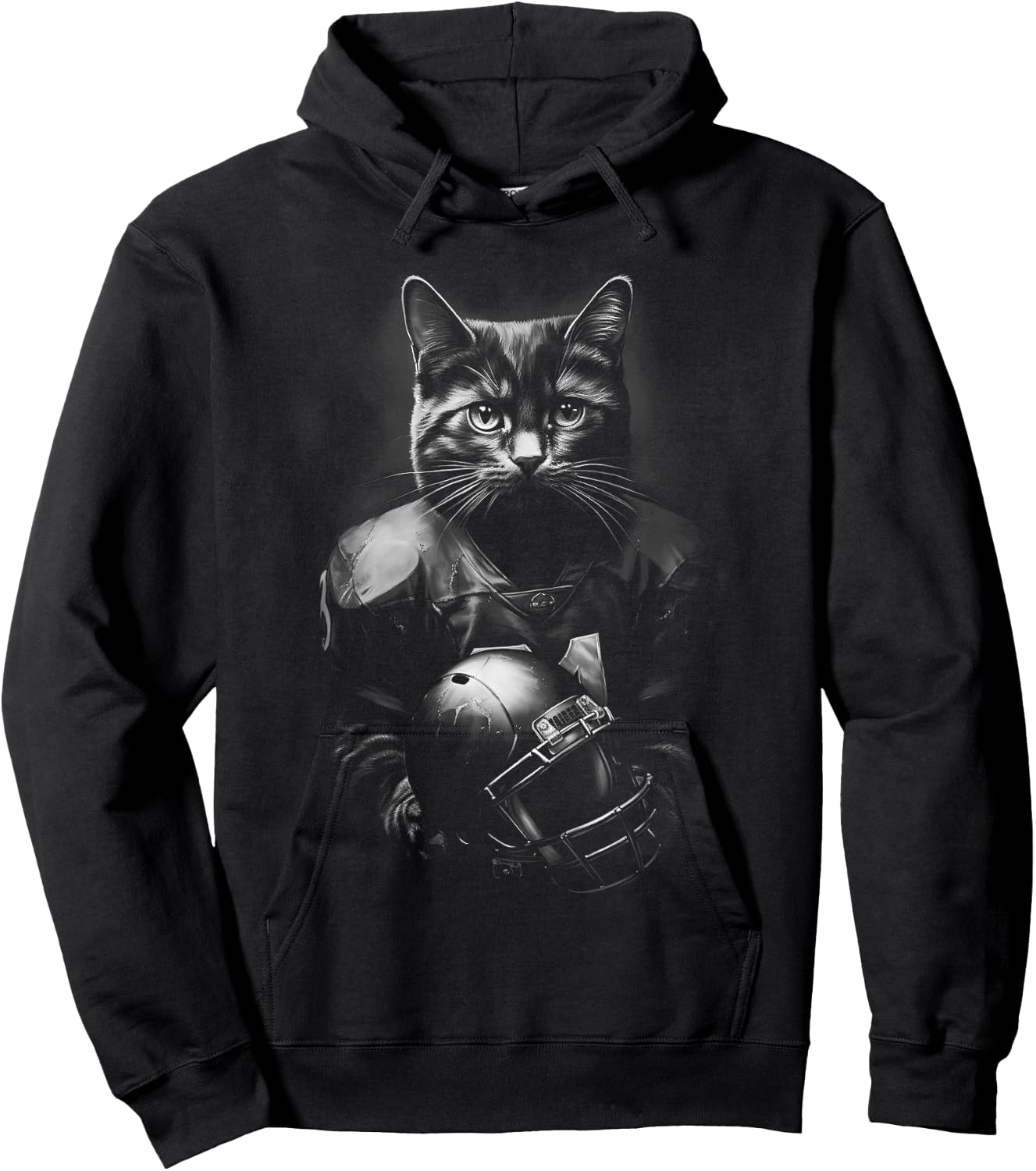Cool Cat Football Season Funny Football Accessories Cat Hoodie - Hoodie | Black