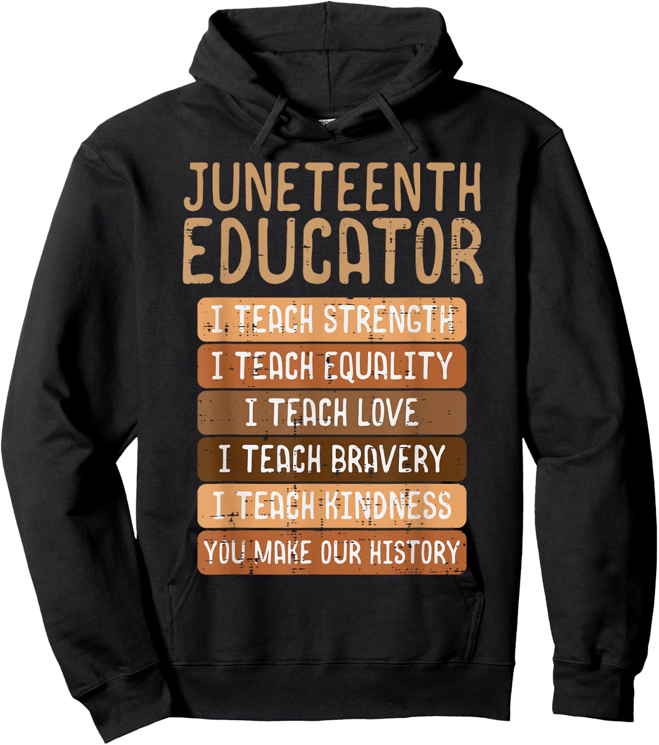 Juneteenth Educator Teach Strength Melanin Teacher Men Women Hoodie - Hoodie | Black