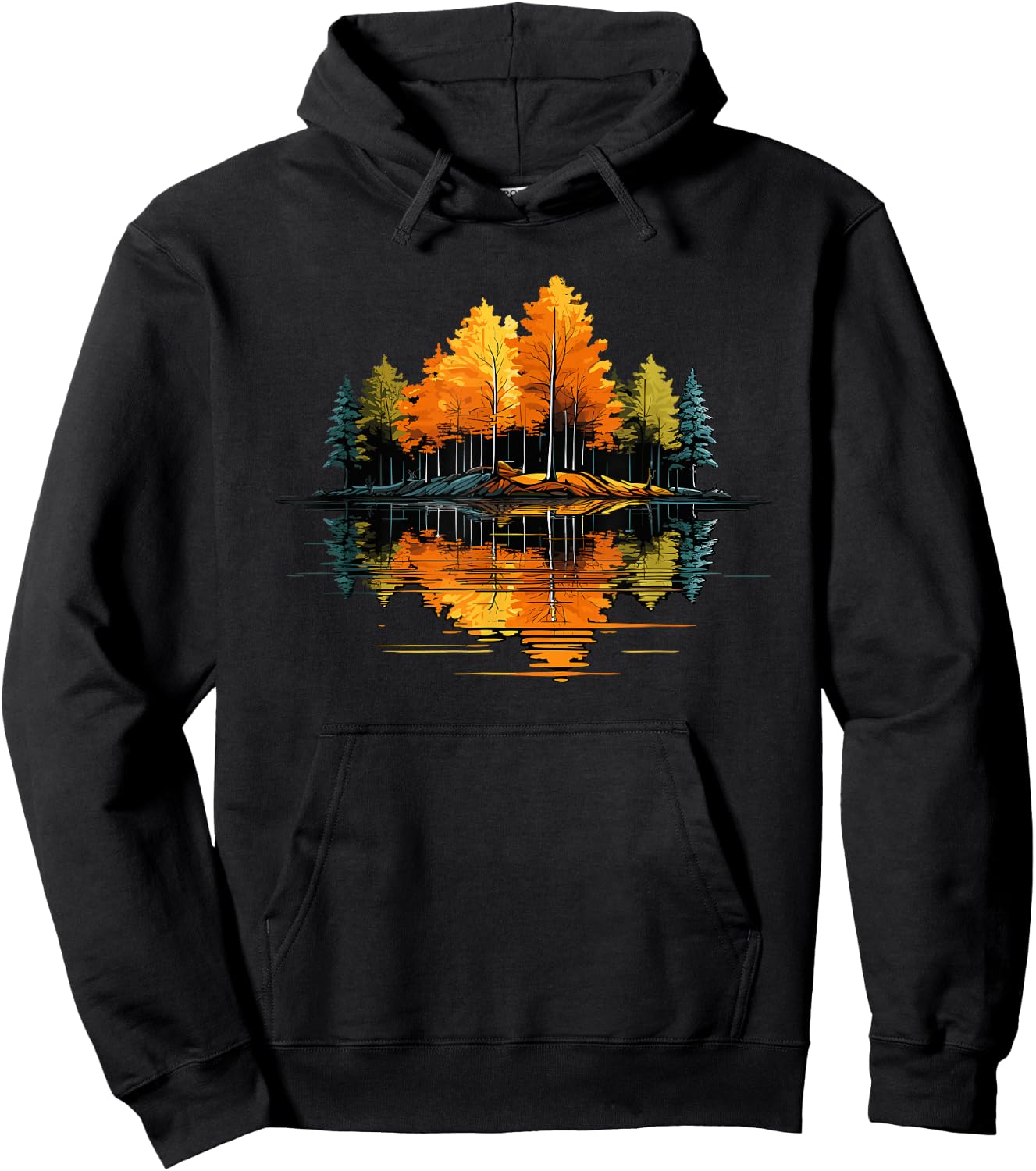 Nature Reflection Forest Trees Outdoor Wildlife Hoodie - Hoodie | Black