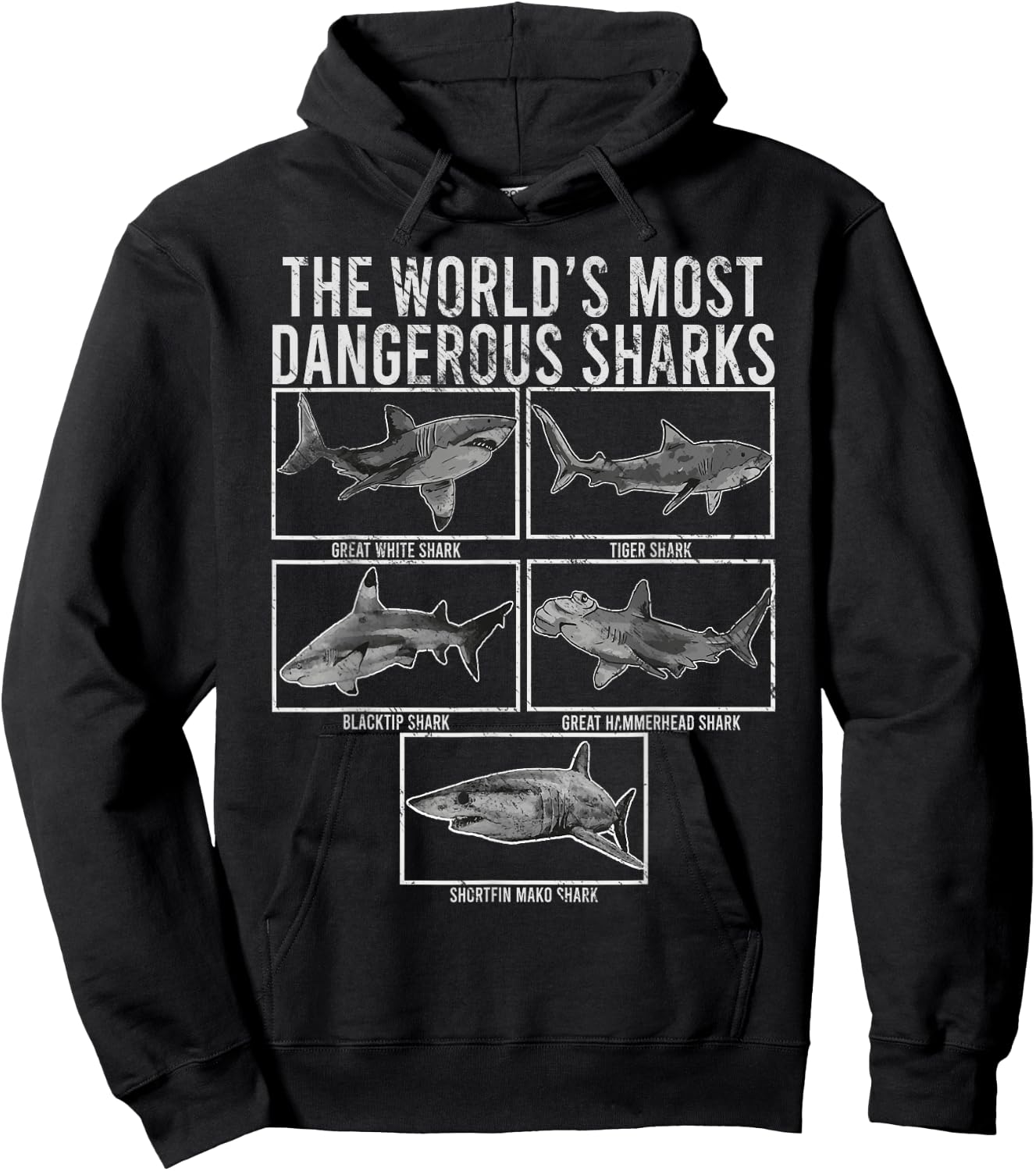 The world's most dangerous sharks vintage Shark Lover Ocean Hoodie - Hoodie | Black