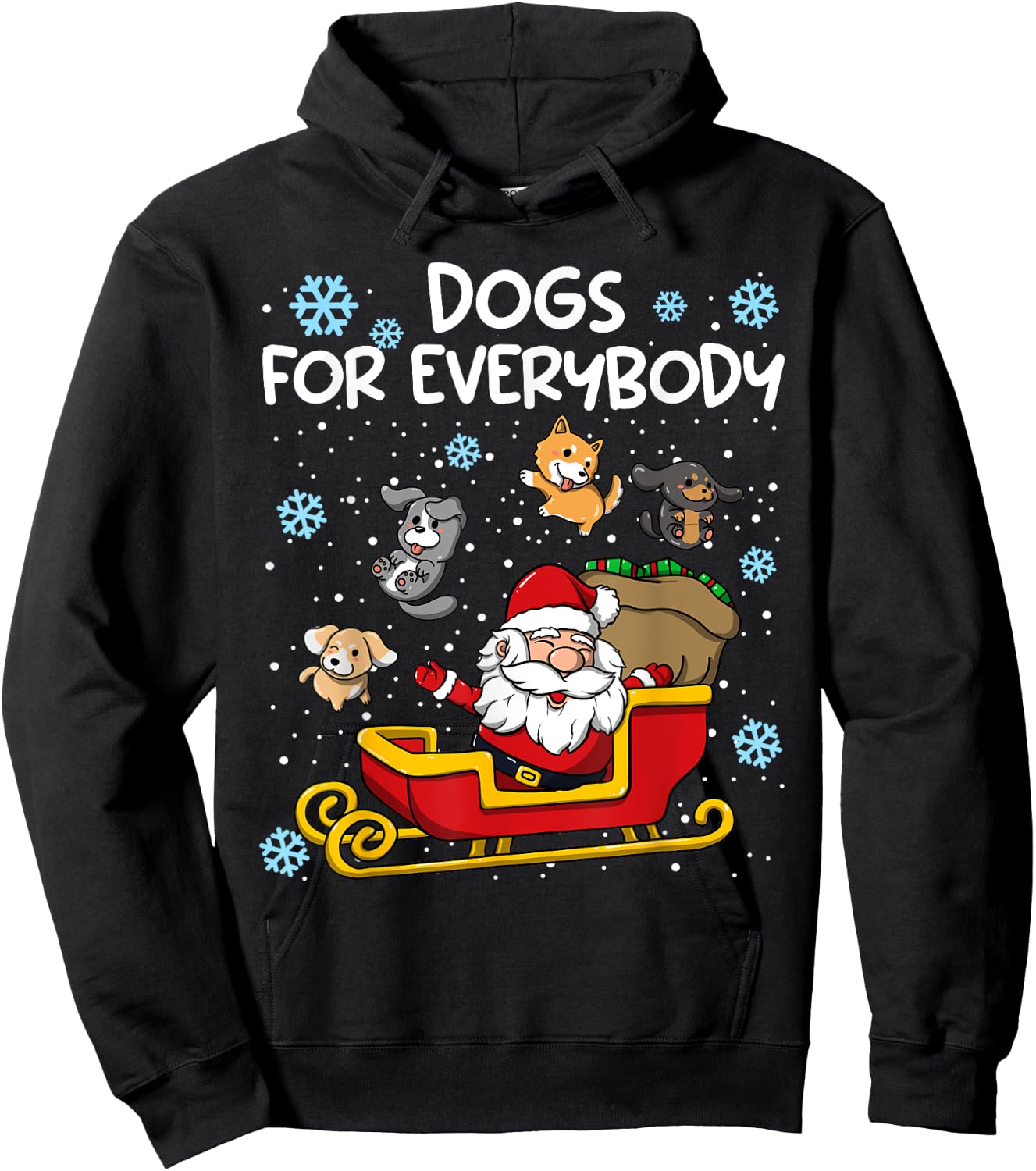 Dogs for Everybody Santa Sled Funny Christmas Dog Women Kids Hoodie - Hoodie | Black