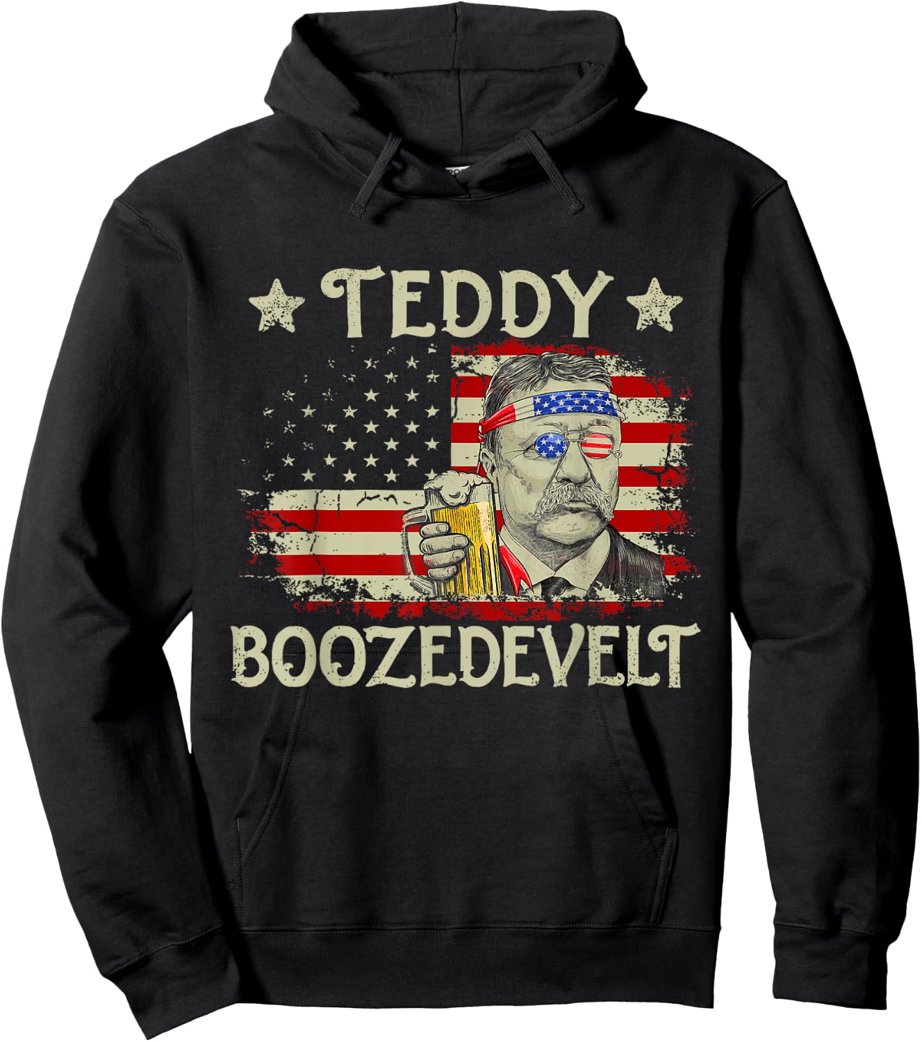 Teddy Boozedevelt Funny Beer Drinking US President Hoodie - Hoodie | Black