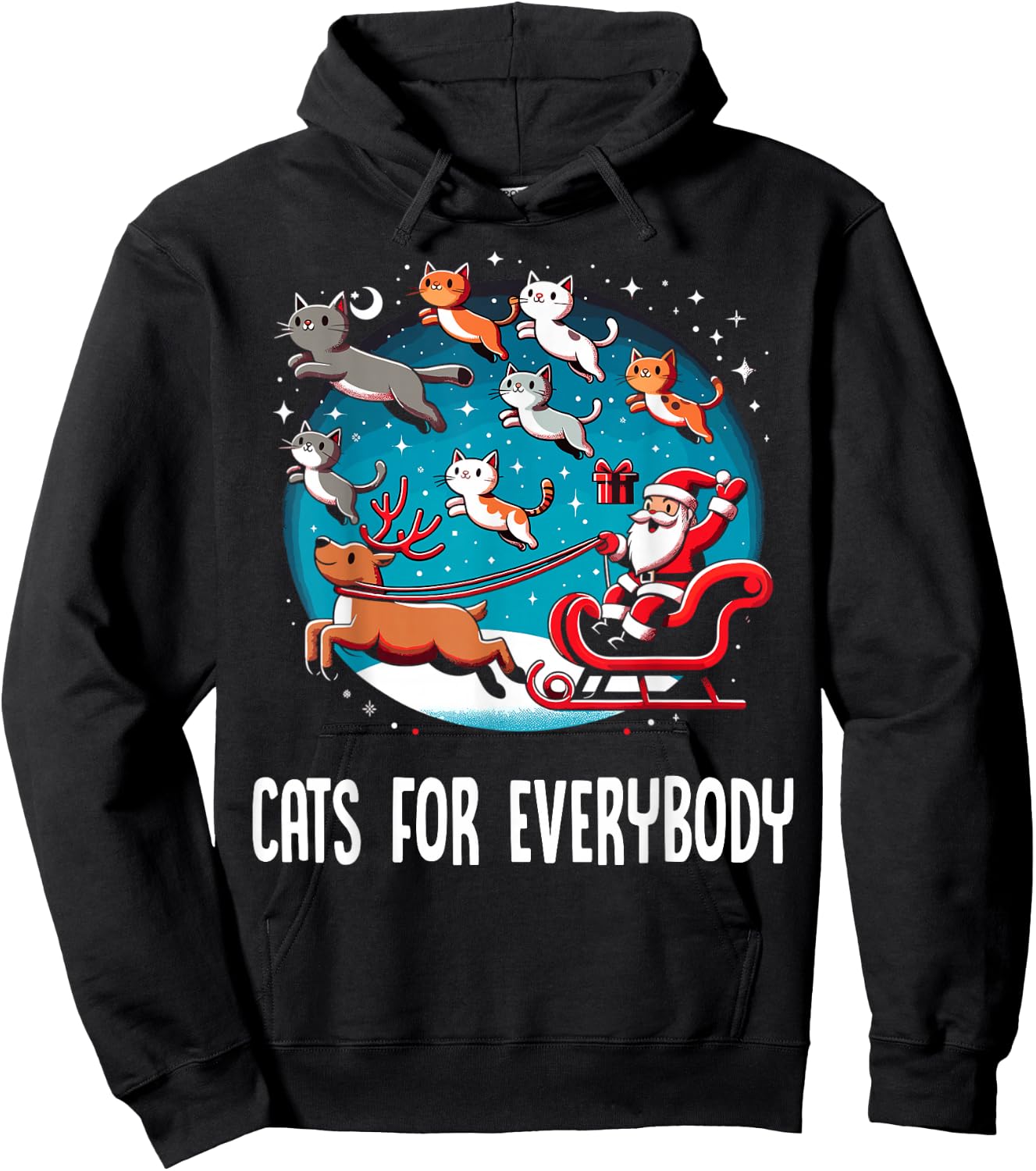 Xmas Cats For Everybody Christmas Cat Hoodie - Hoodie | Black