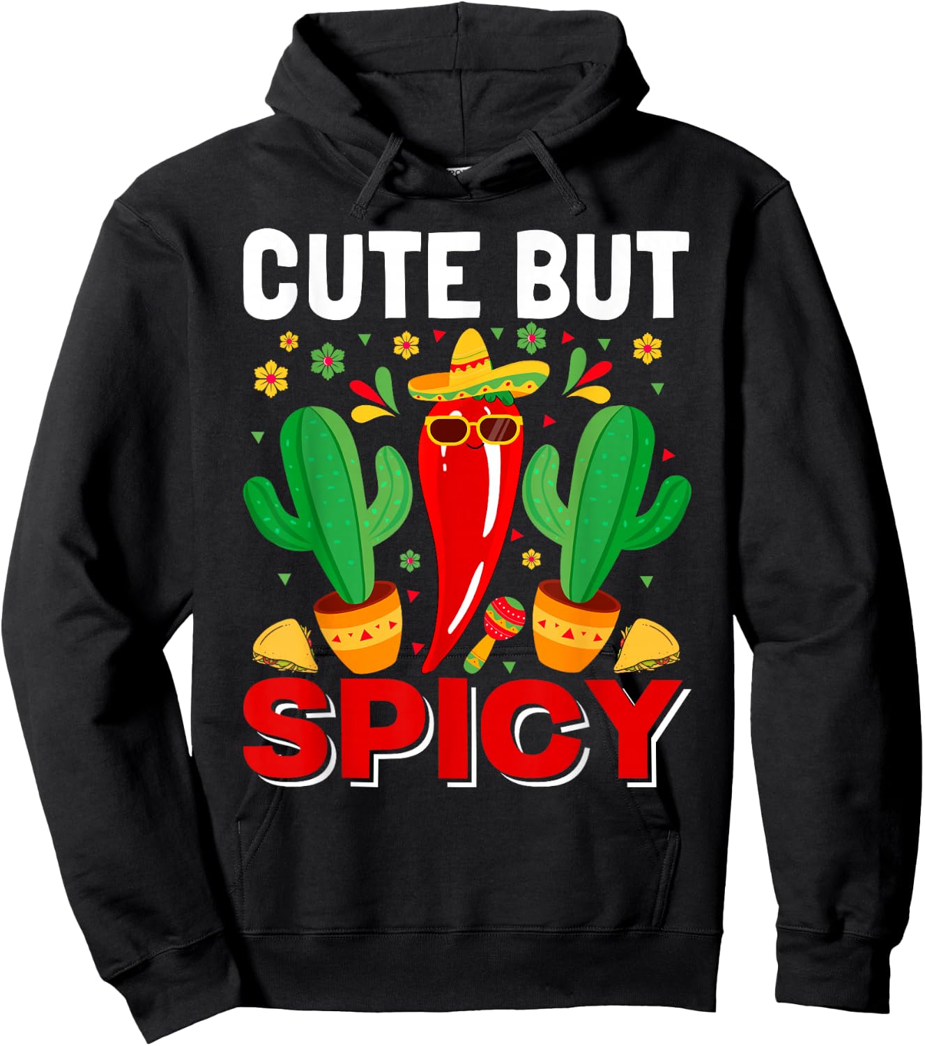 Cinco De Mayo - Cute but Spicy Mexican Fiesta Jalapenos Girl Hoodie - Hoodie | Black