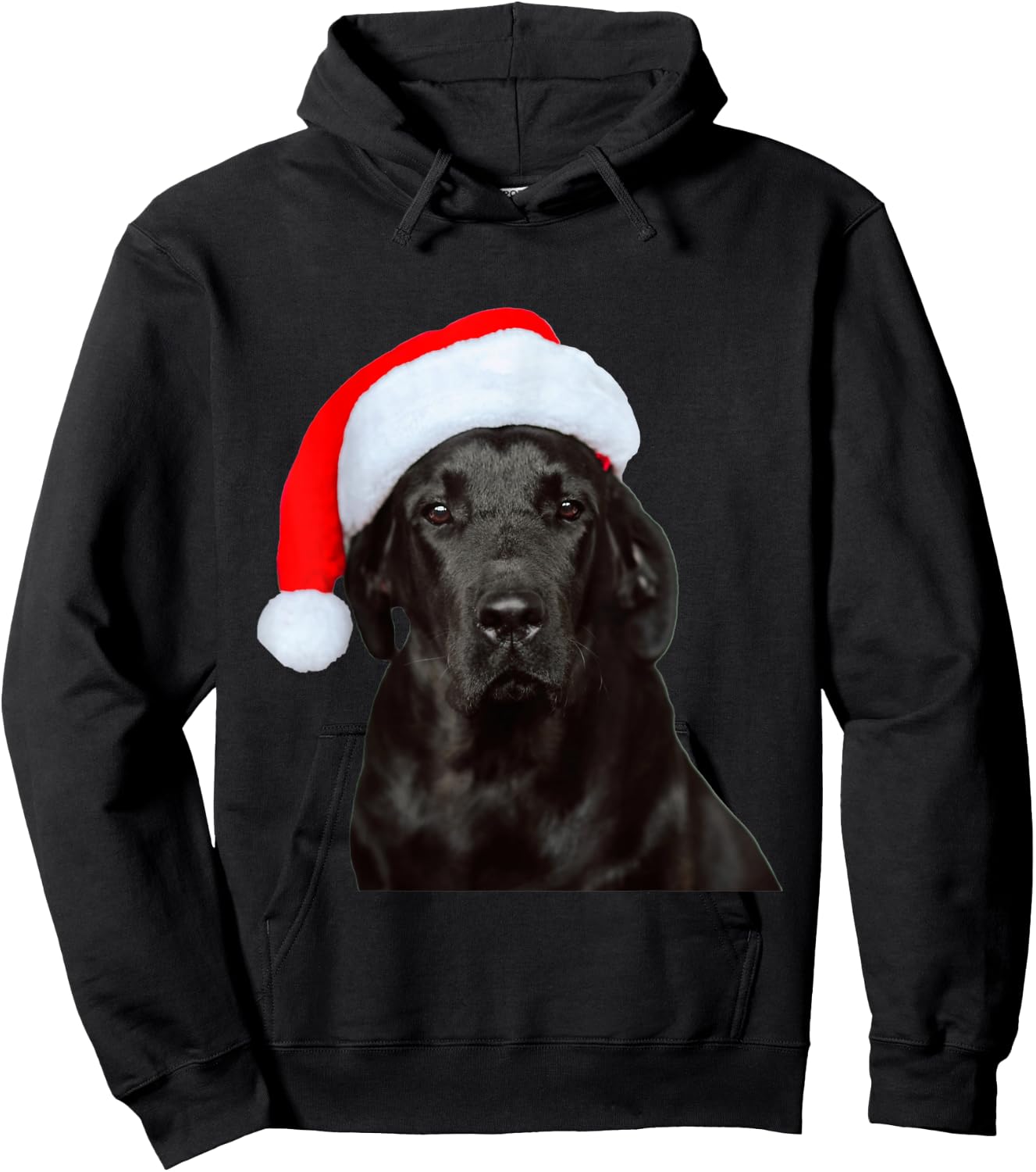 Cute Black Lab Santa Hat Image Christmas Dog Labrador Women Kids Hoodie - Hoodie | Black