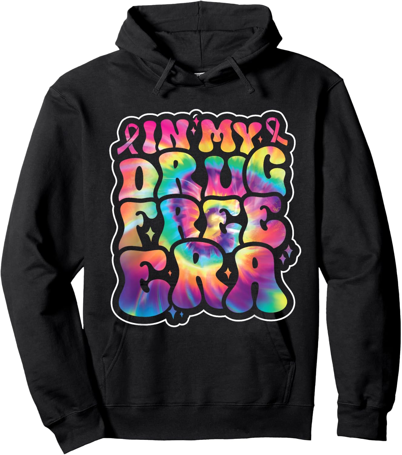 In My Drug Free Era Red Ribbon Week Awareness Tie Dye Groovy Hoodie - Hoodie | Black
