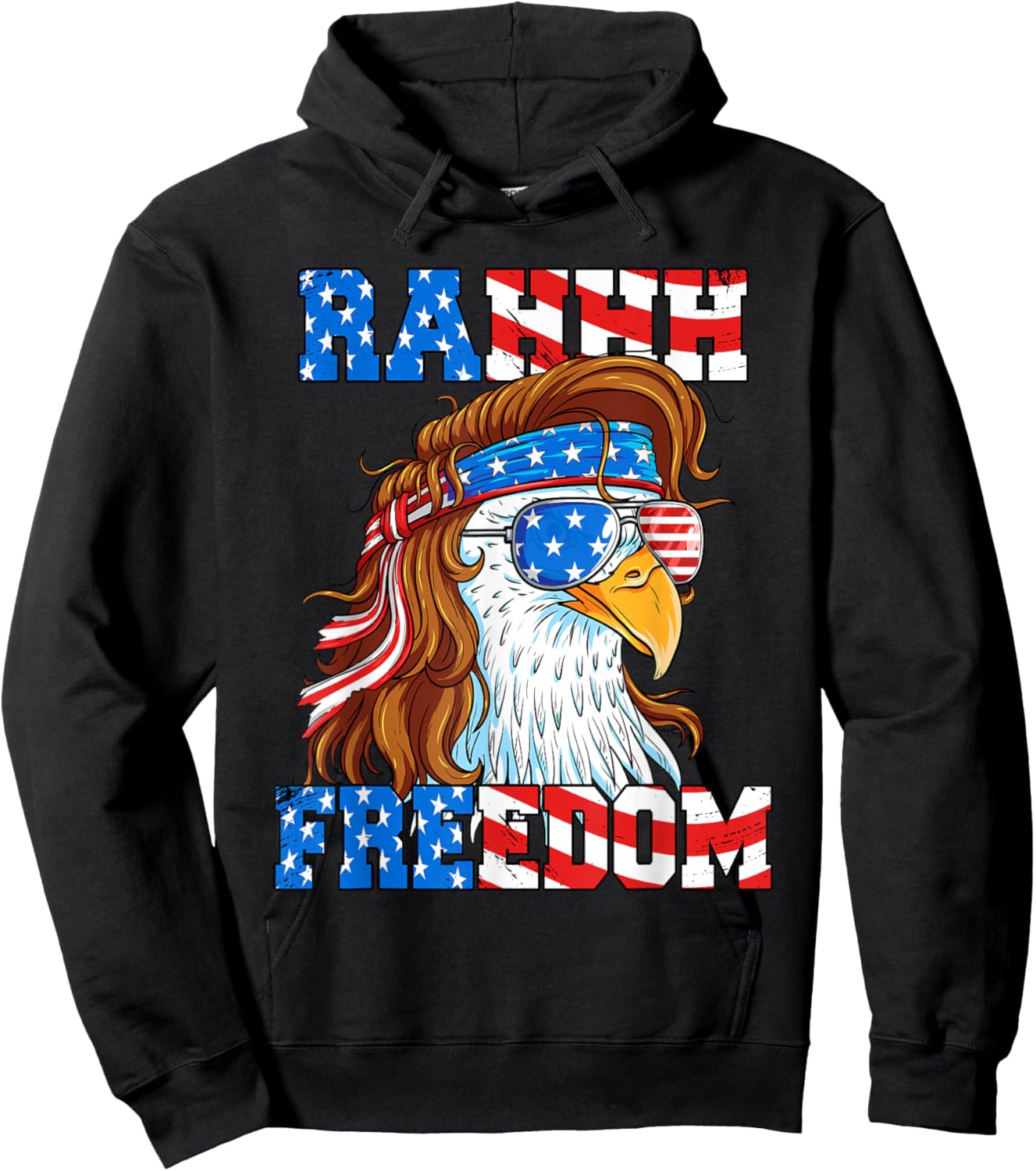 Rahhh Freedom Eagle 4th of July American Flag Usa Meme Hoodie - Hoodie | Black
