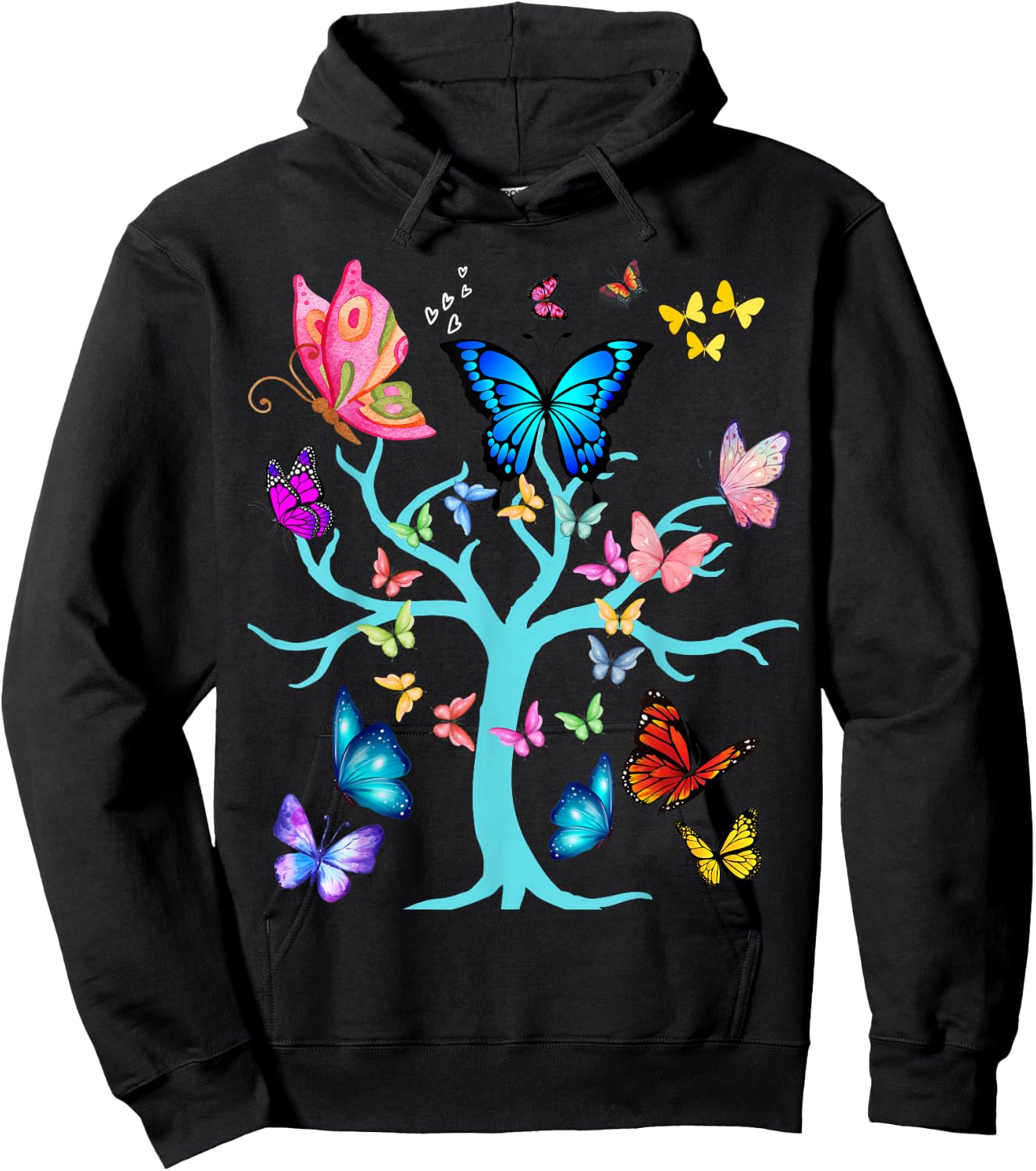 Butterfly Lovers Butterflies Circle Around The Tree Design Hoodie - Hoodie | Black