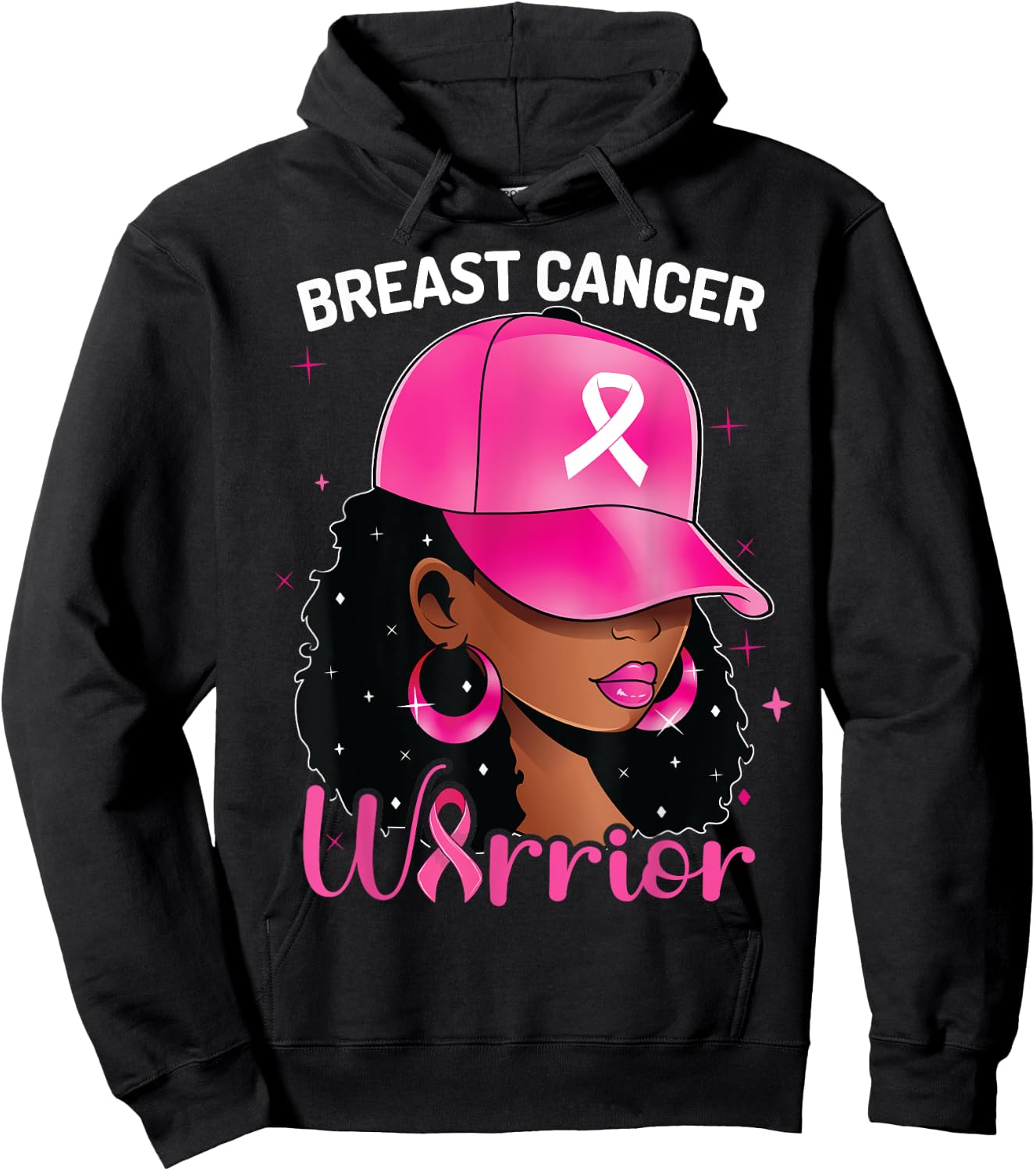 Breast Cancer Warrior Black Woman Breast Cancer Awareness Hoodie - Hoodie | Black