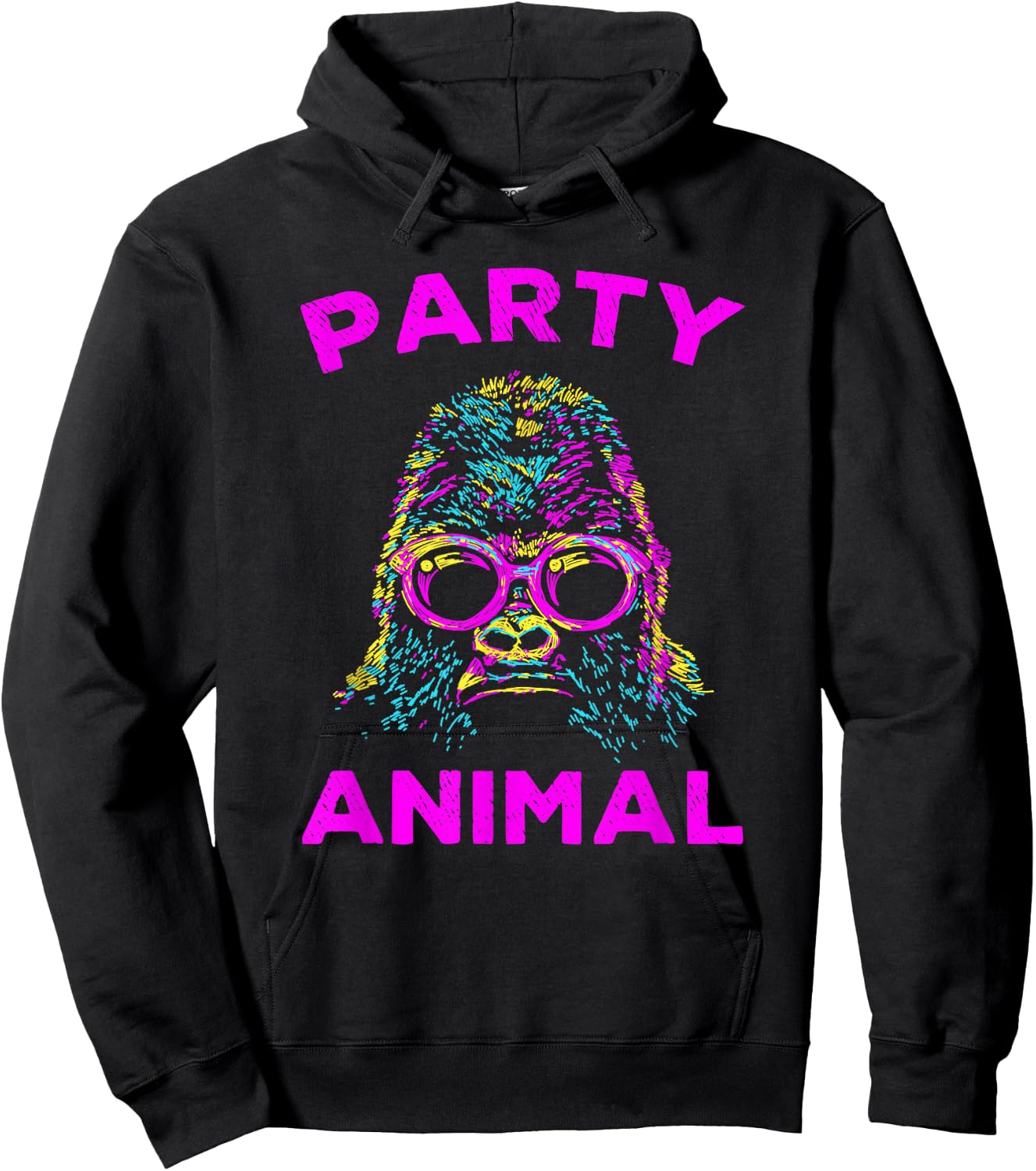 Cute Gorilla Party Animal Lover Colorful Monkey Hoodie - Hoodie | Black