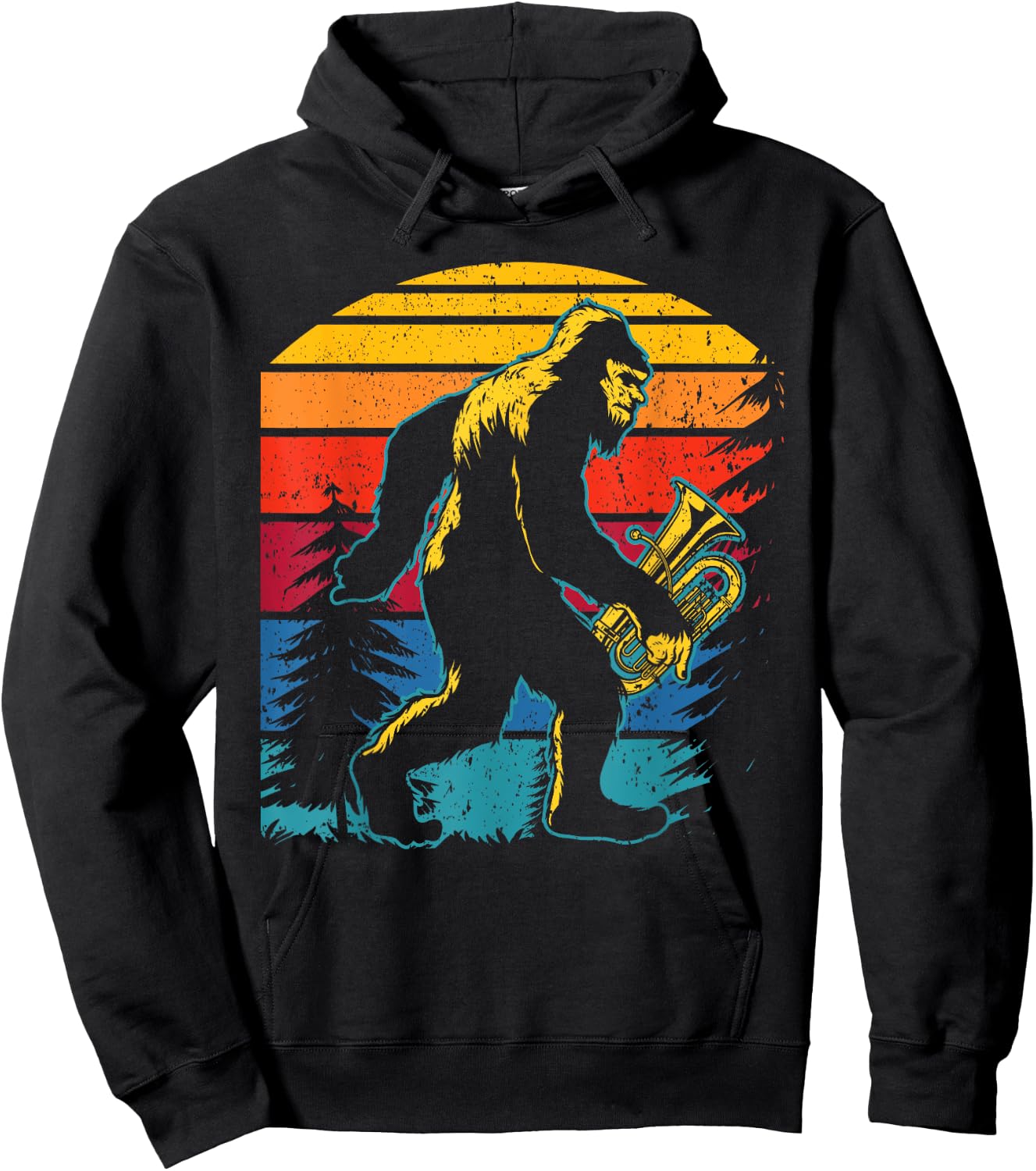 Bigfoot Lover Tuba Player Musical Instrument Musician Hoodie - Hoodie | Black