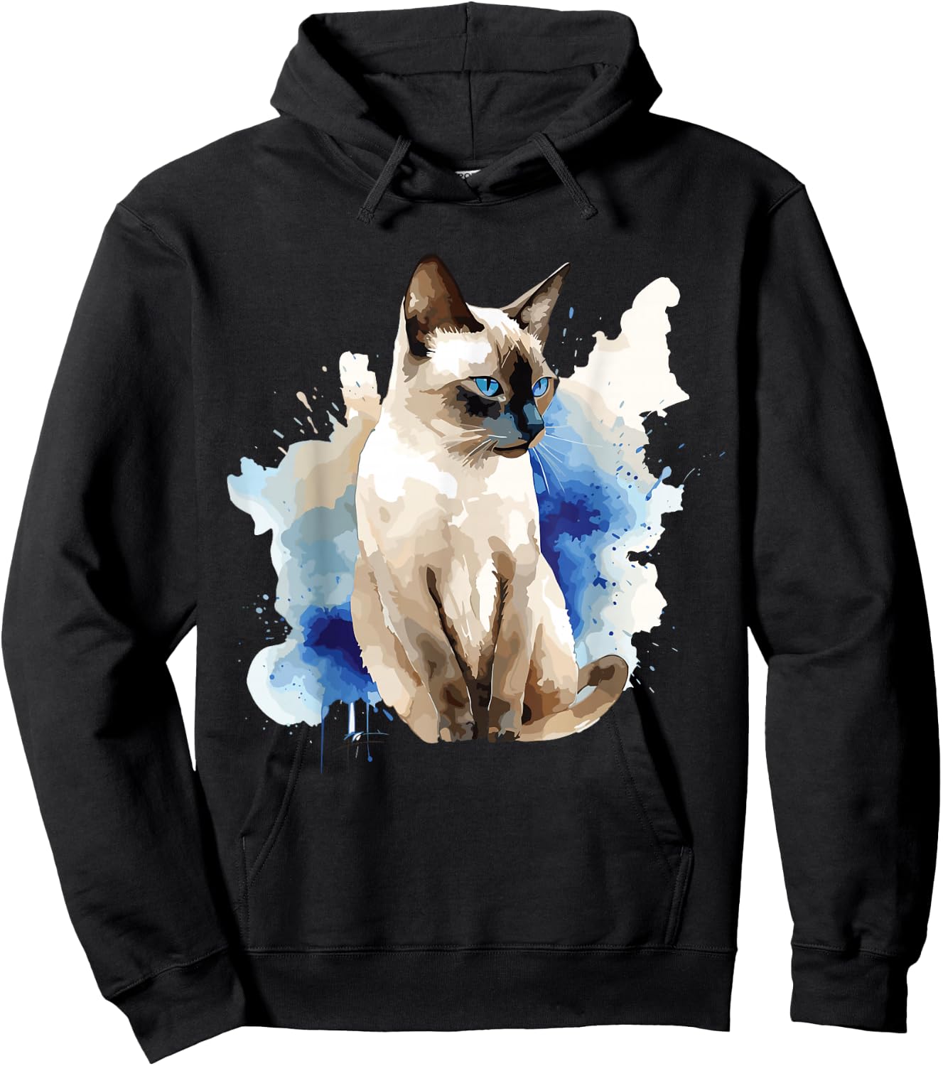 Siamese Painting Watercolor Kitten Cat Lover Siamois Kitty Hoodie - Hoodie | Black