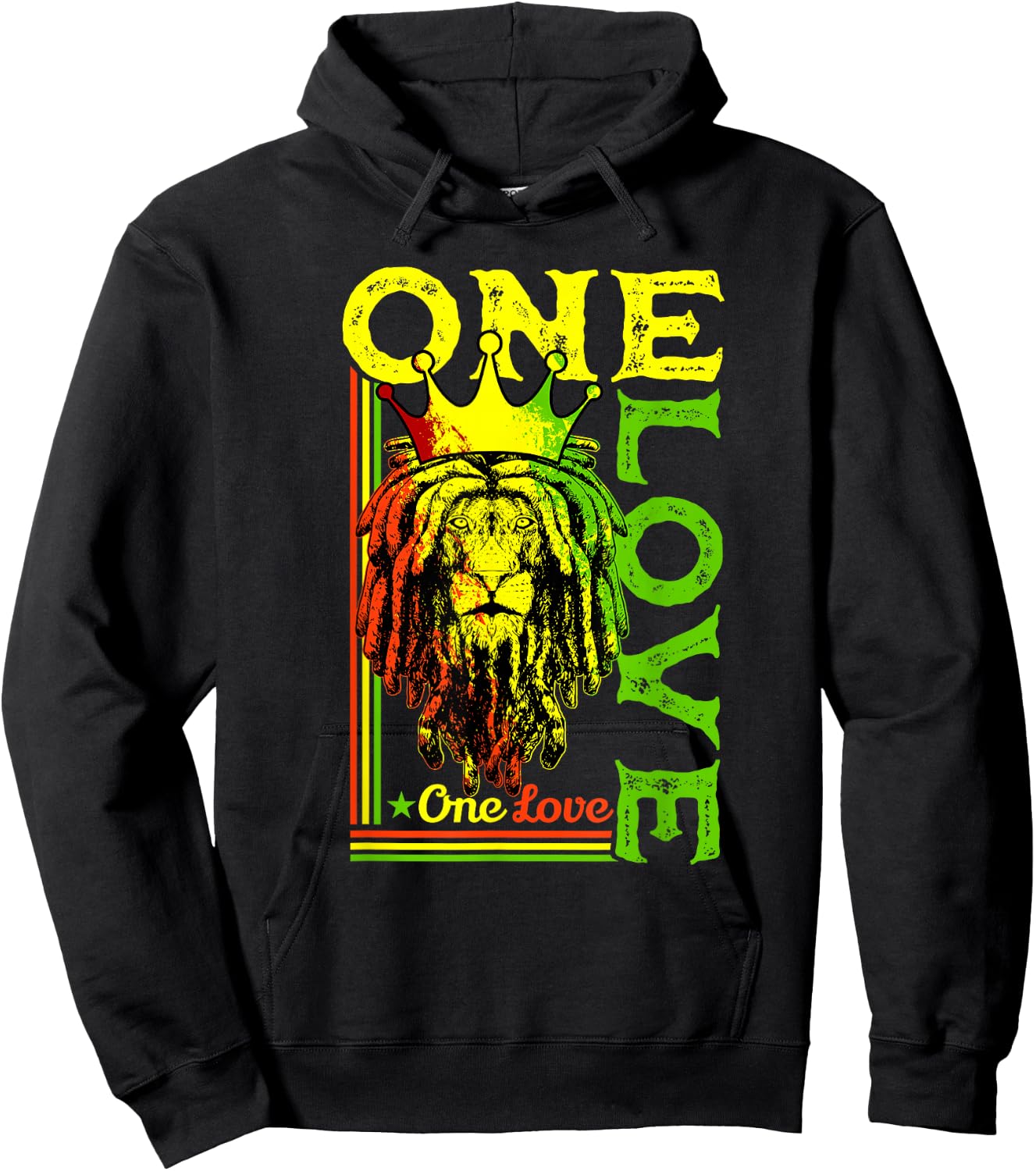 One Love Rasta Lion Jamaican Pride Reggae African Hoodie - Hoodie | Black
