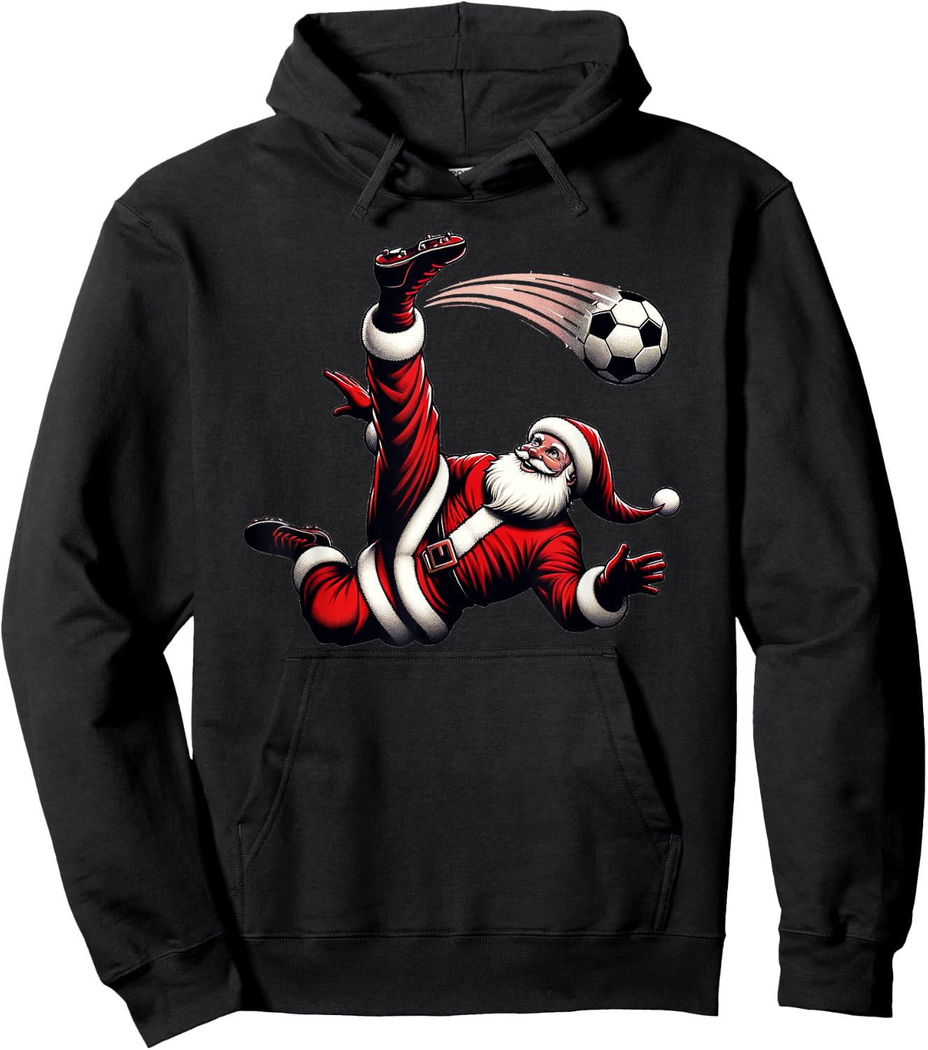 Christmas Soccer Santa Bicycle Kick Xmas Goal Boys Men Fan Hoodie - Hoodie | Black