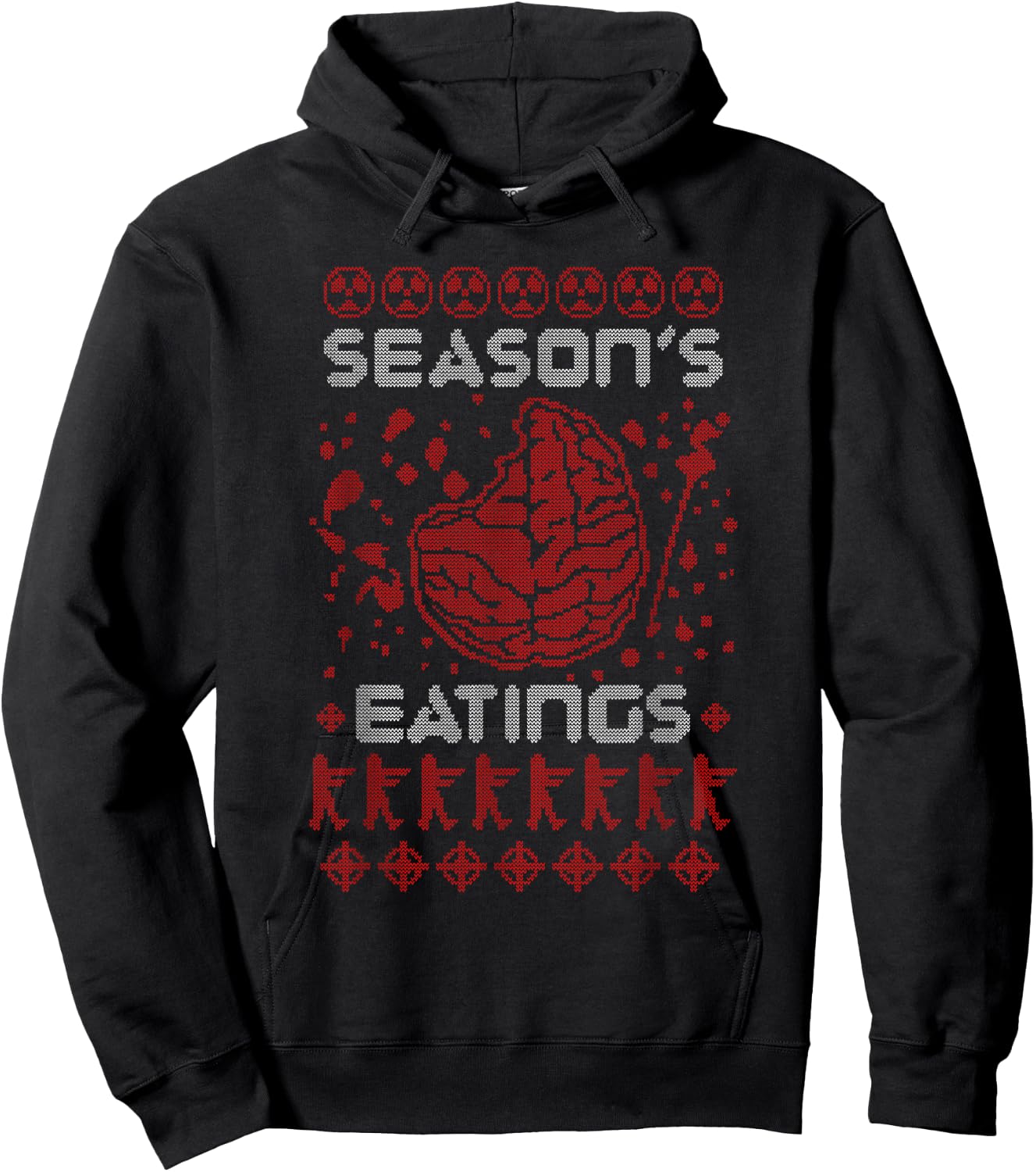 Season's Eatings Funny Zombie Ugly Christmas Hoodie - Hoodie | Black