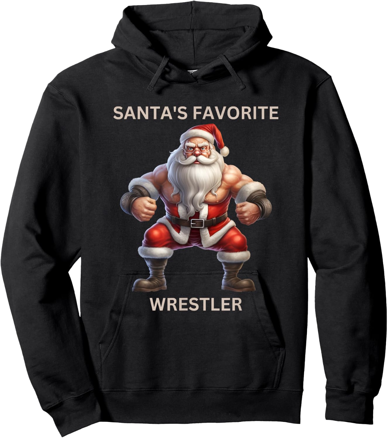 Christmas Wrestling Gift Santa's Favorite Wrestler Hoodie - Hoodie | Black