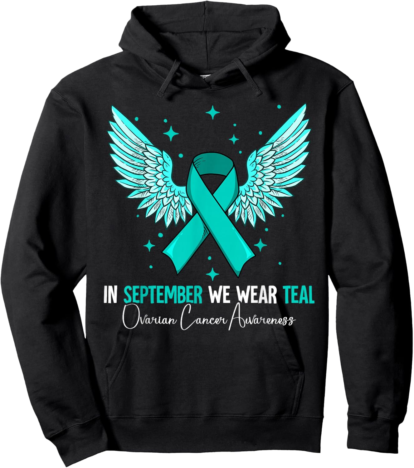 In September We Wear Teal Ovarian Cancer Awareness Hoodie - Hoodie | Black