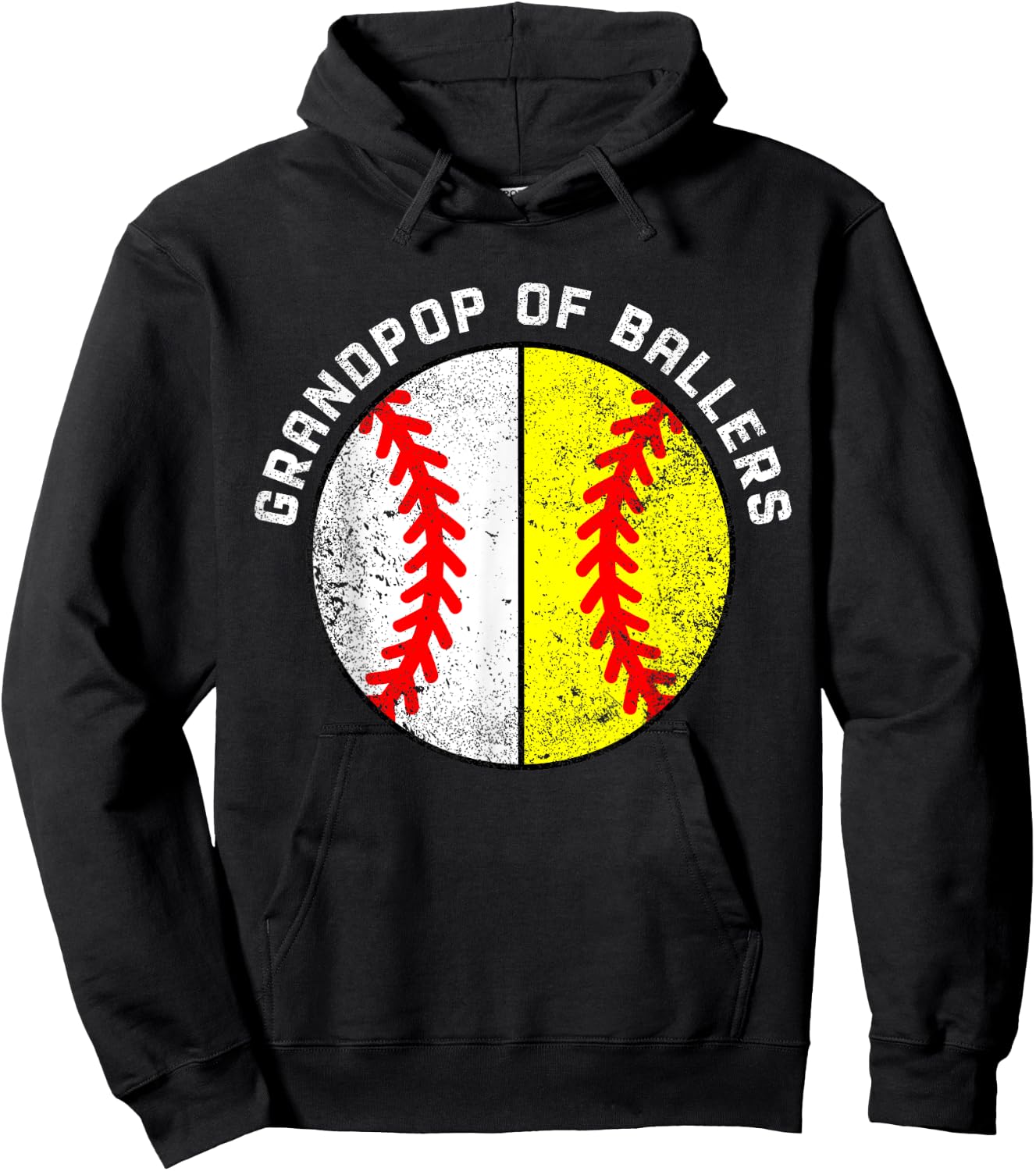 Grandpop Of Ballers Funny Baseball Softball Grandpop Hoodie - Hoodie | Black