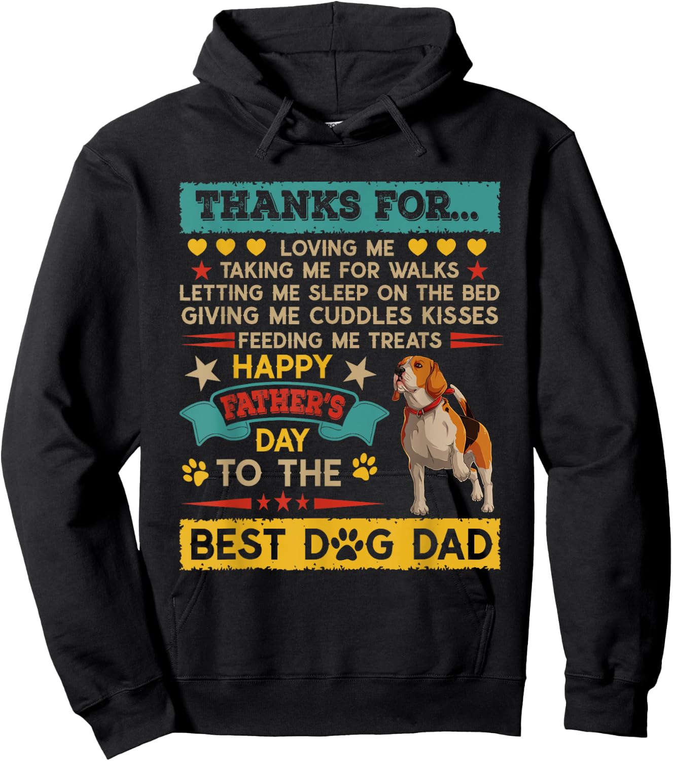 Vintage Thanks For Loving Proud Best Dog Dad Beagle Hoodie - Hoodie | Black