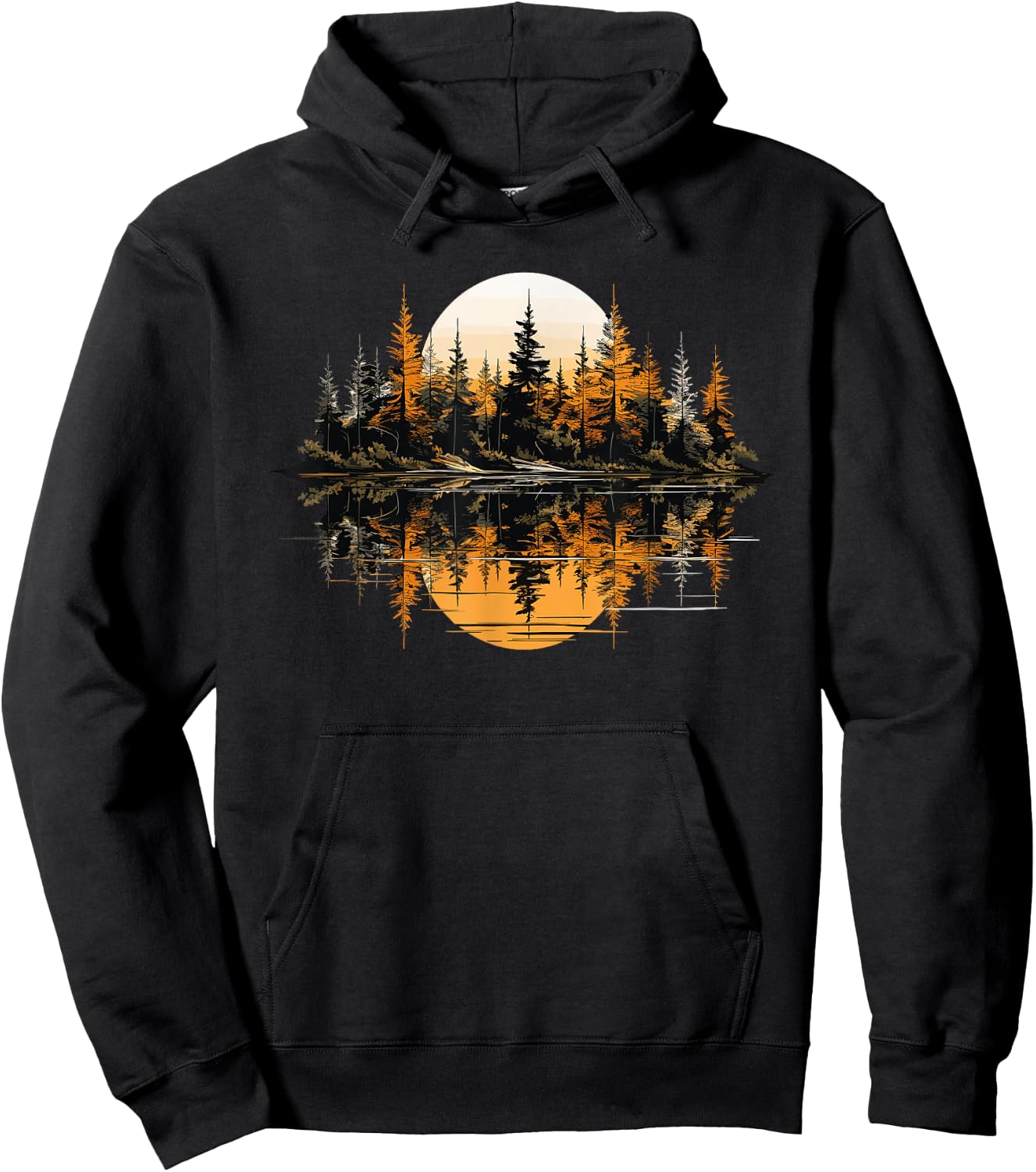 Nature Reflection Forest Trees Outdoor Wildlife Hoodie - Hoodie | Black