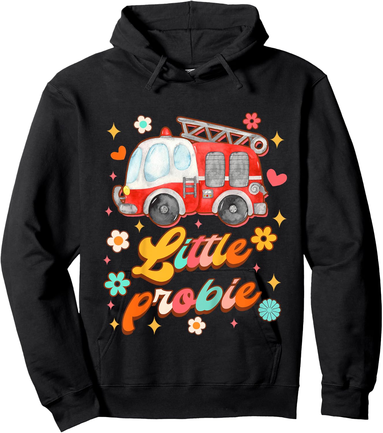Kids Future Firefighter Baby Fireman Fire Truck Little Probie Hoodie - Hoodie | Black